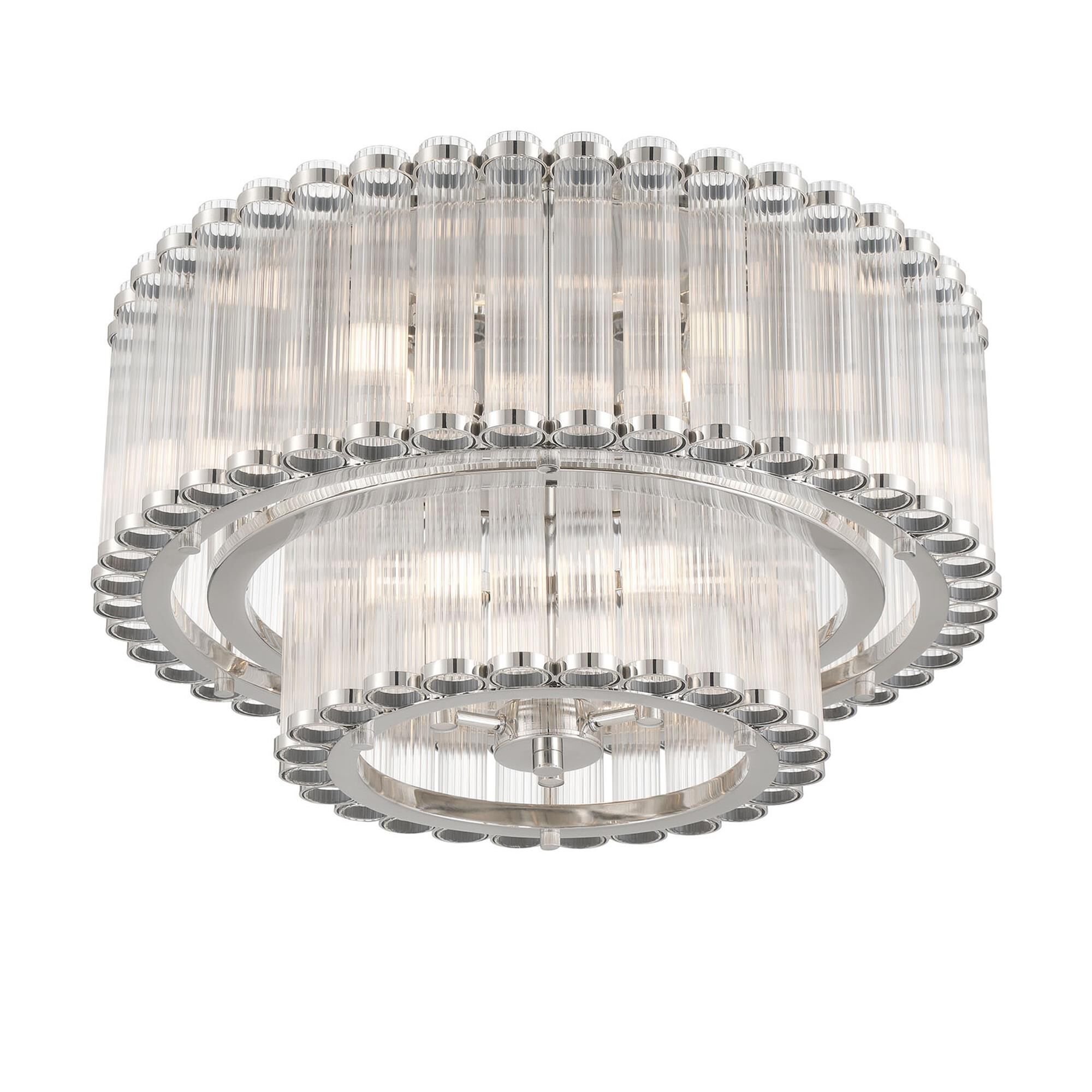 Shown in Polished Nickel finish and Ribbed glass