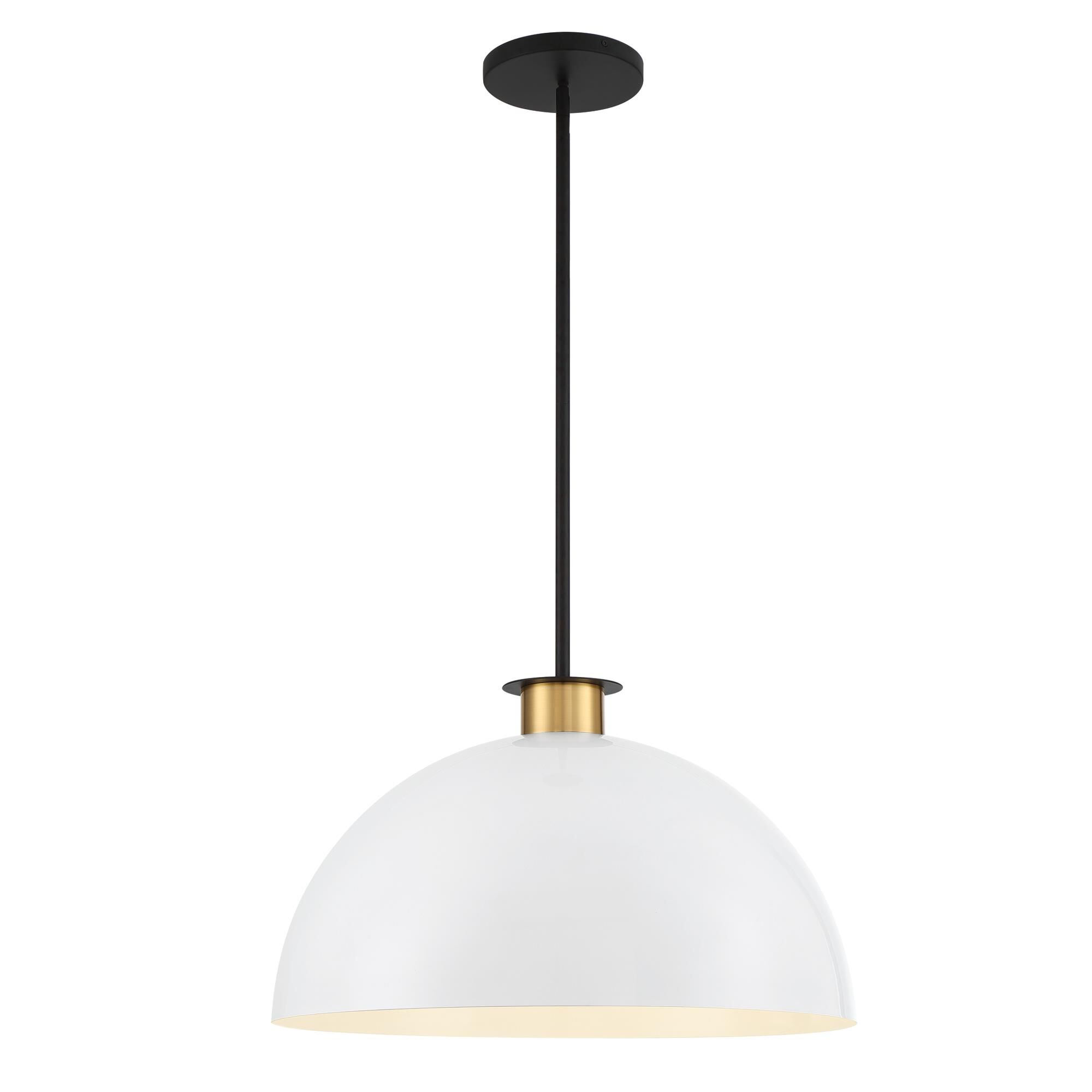 Shown in Black and Aged Brass finish and Metal shade