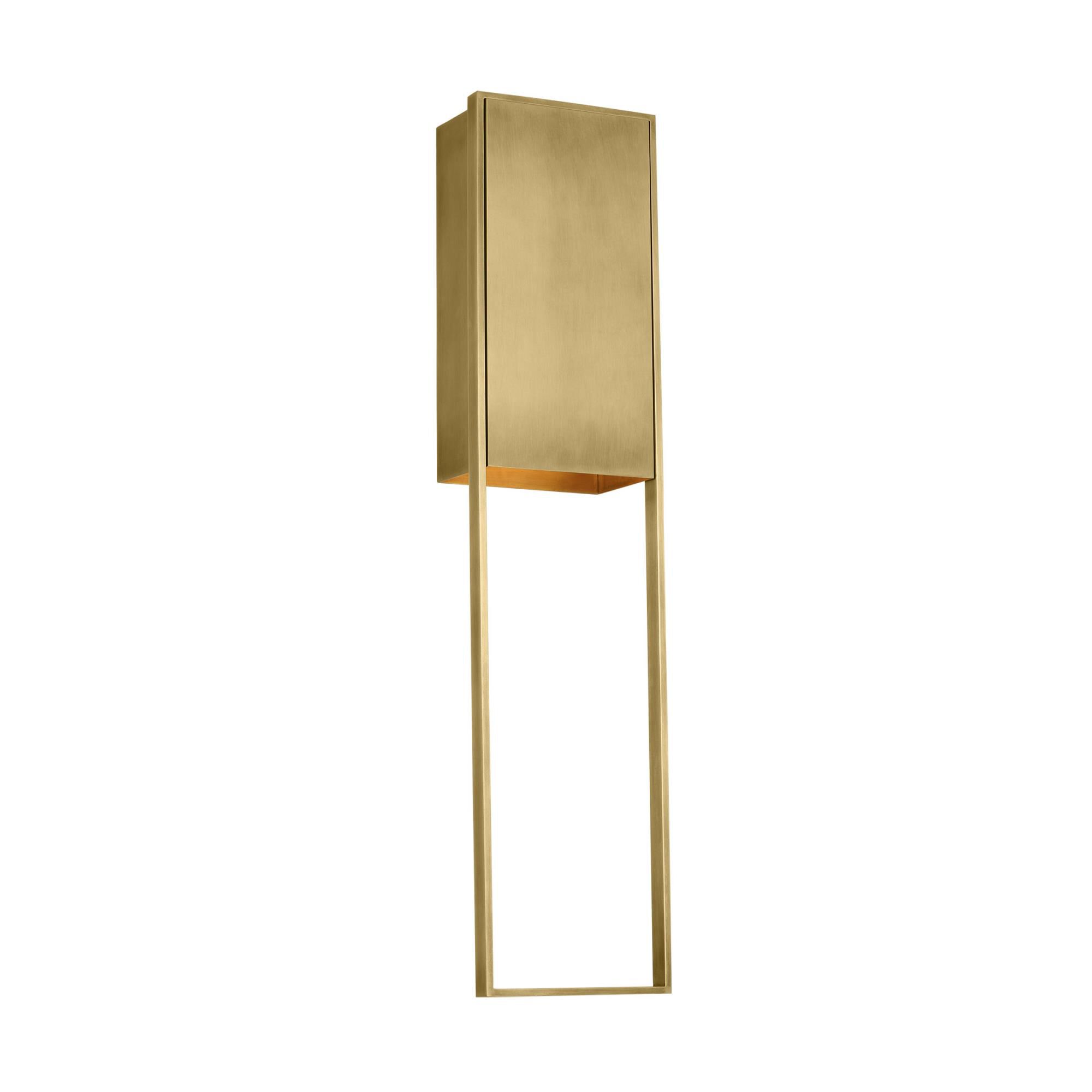 Shown in Hand-Rubbed Antique Brass finish and Brass shade