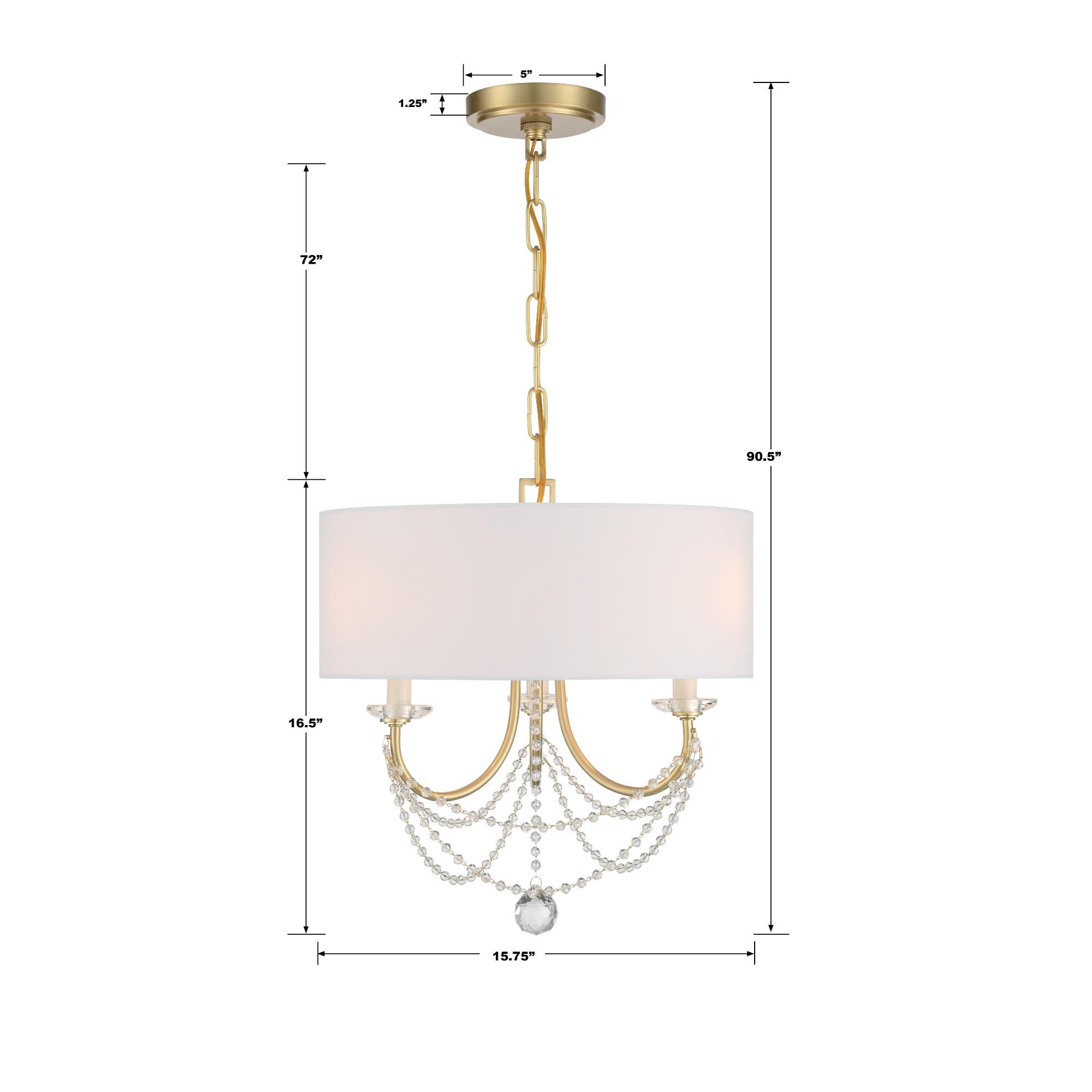 Delilah 15 Inch 3 Light Mini Chandelier by Crystorama