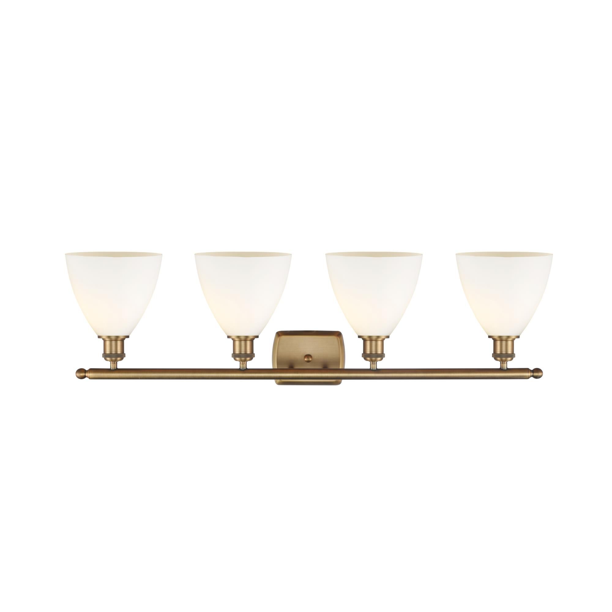 Shown in Brushed Brass finish and Cased Matte White Ballston Dome glass and No Shade shade