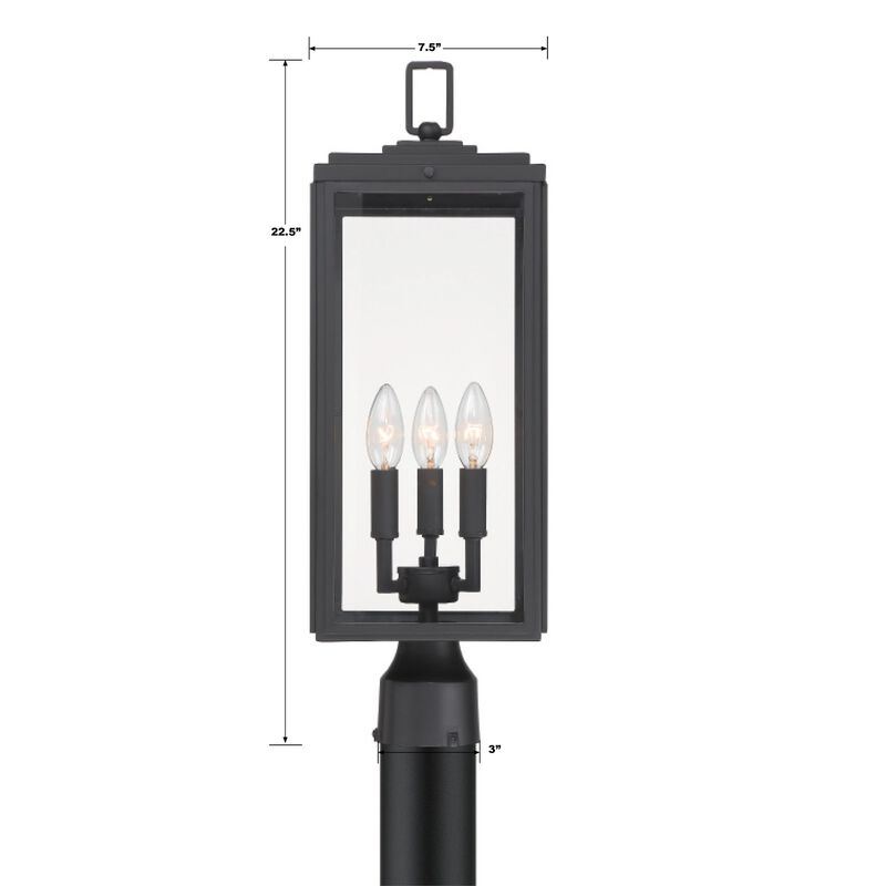 Byron 22 Inch Tall 3 Light Outdoor Post Lamp by Crystorama