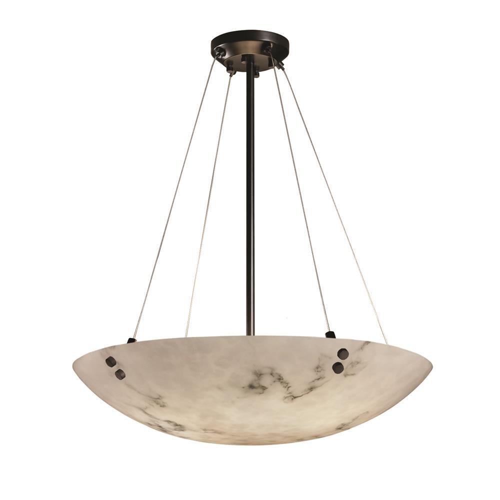 Shown in Matte Black finish and Faux Alabaster Resin glass and Round Bowl accent