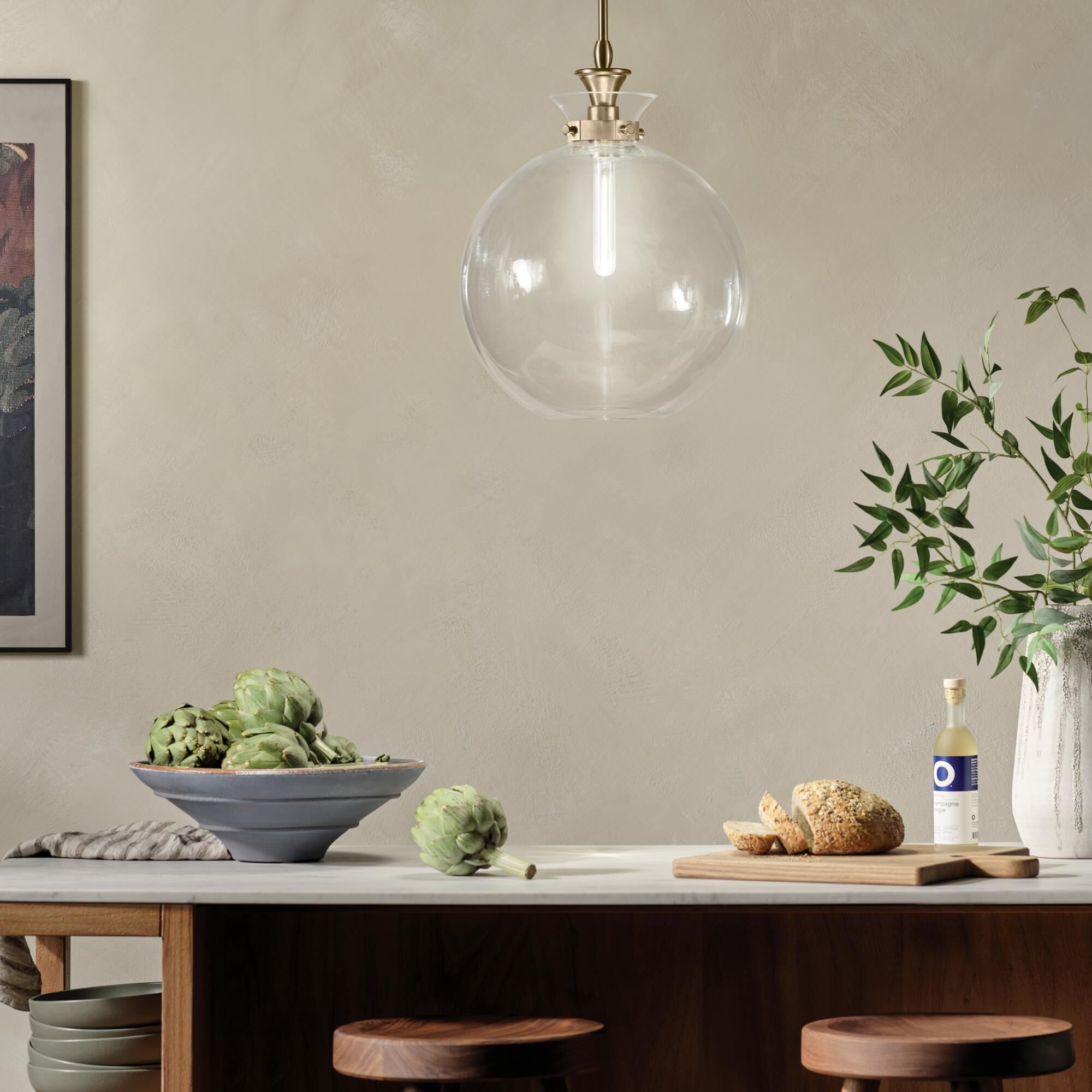 Shown in Champagne Bronze finish and Clear glass