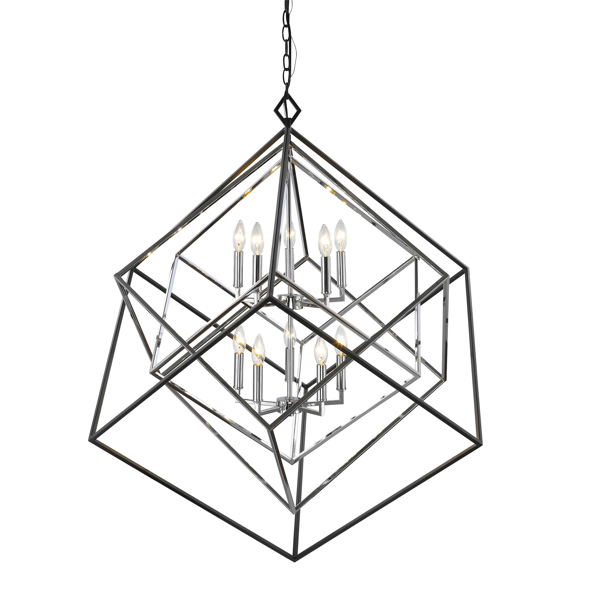 Shown in Chrome + Matte Black finish and --- glass and --- shade