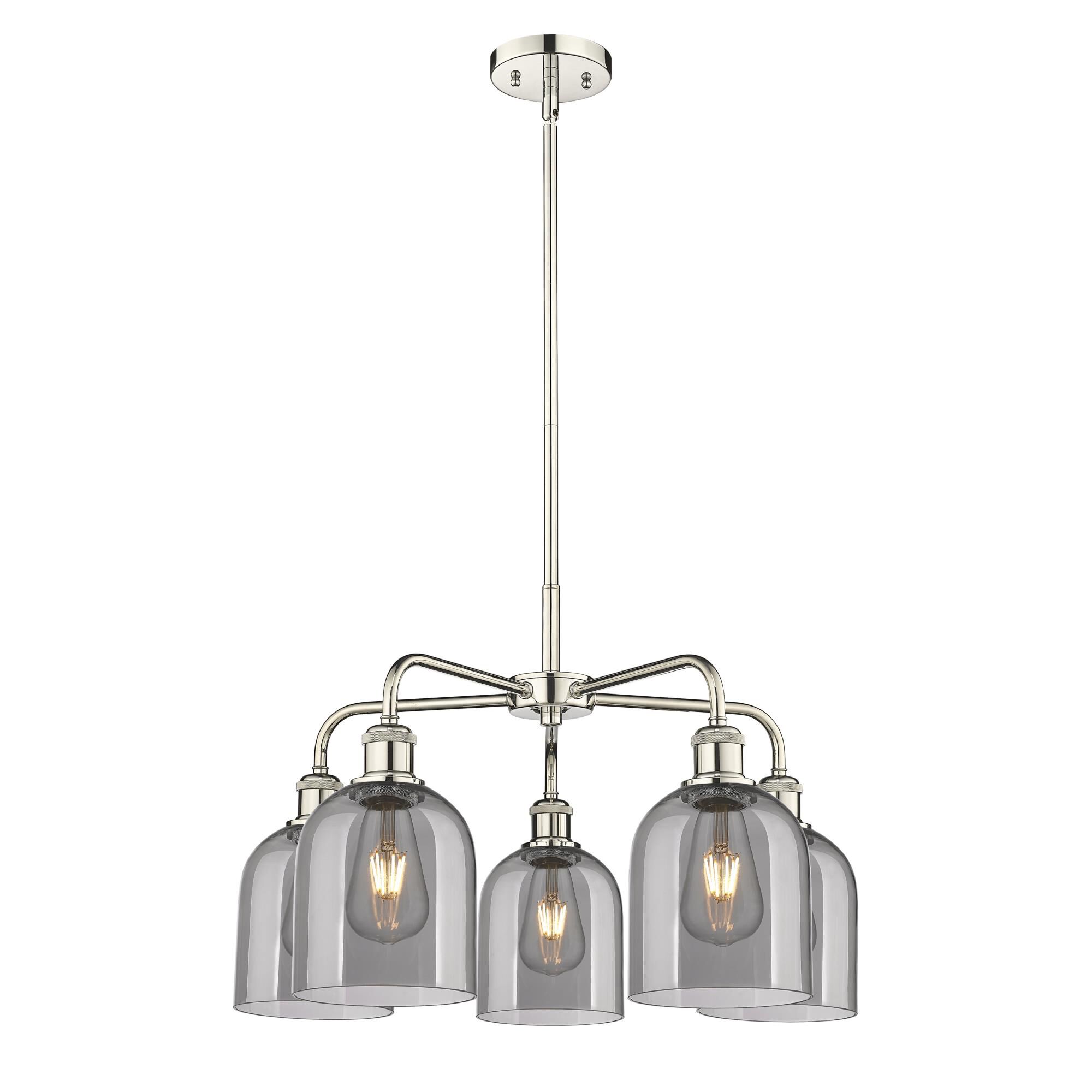 Shown in Polished Nickel finish and Light Smoke glass