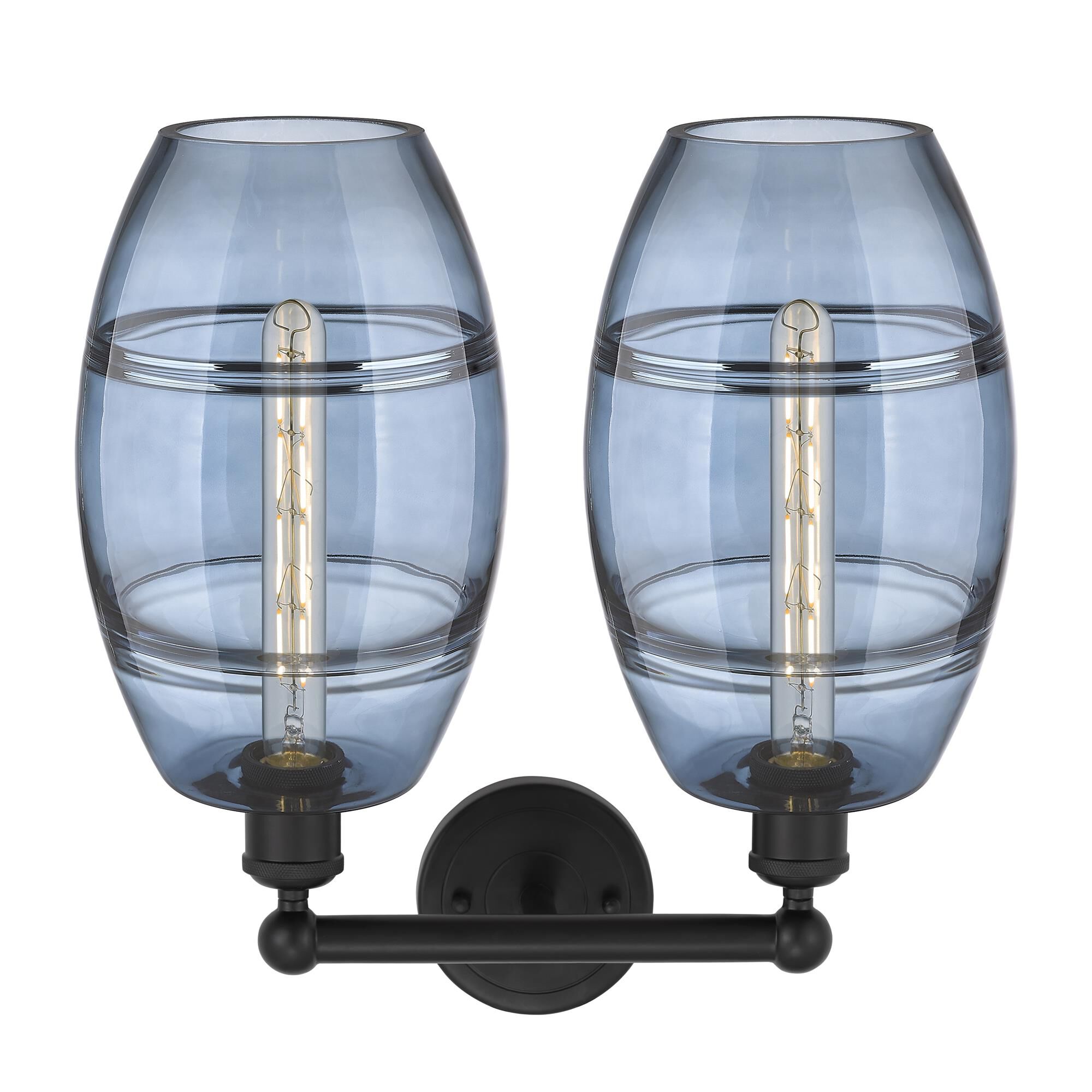 Shown in Matte Black finish and Princess Blue glass