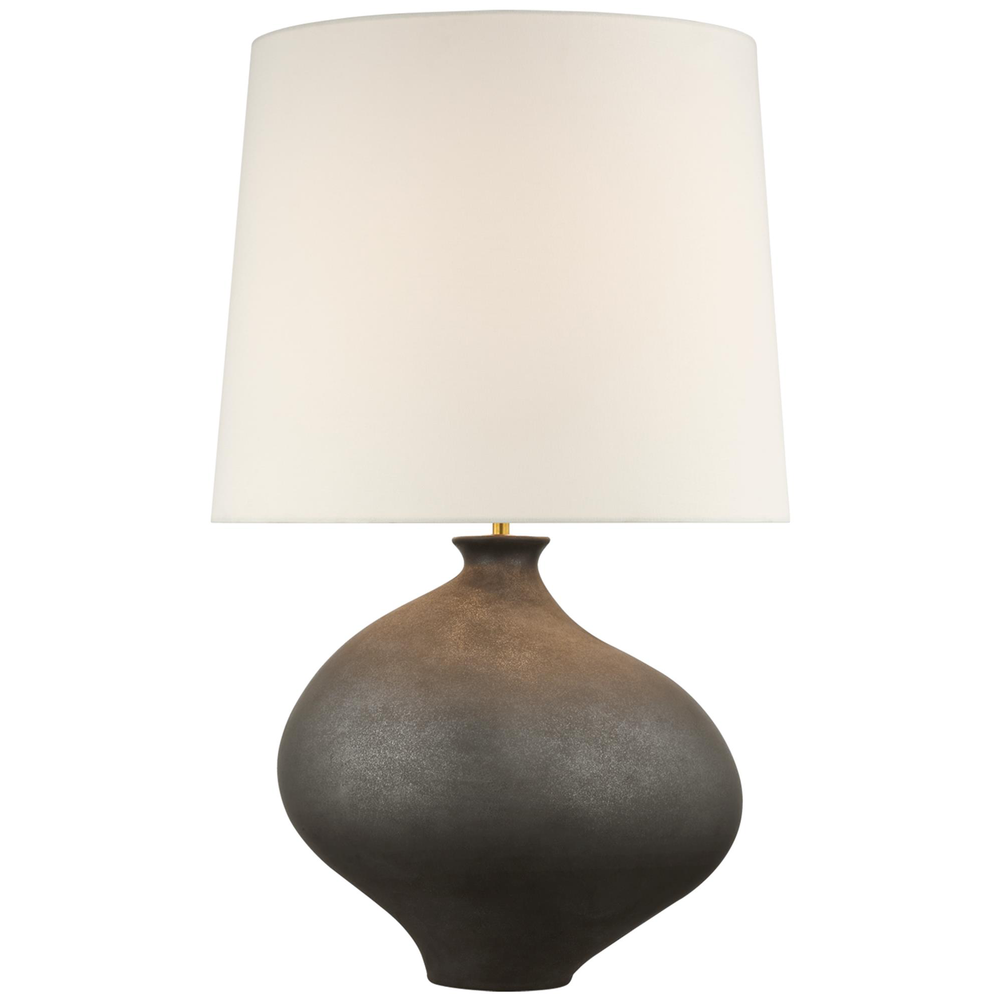 Shown in Stained Black Metallic finish and Linen shade