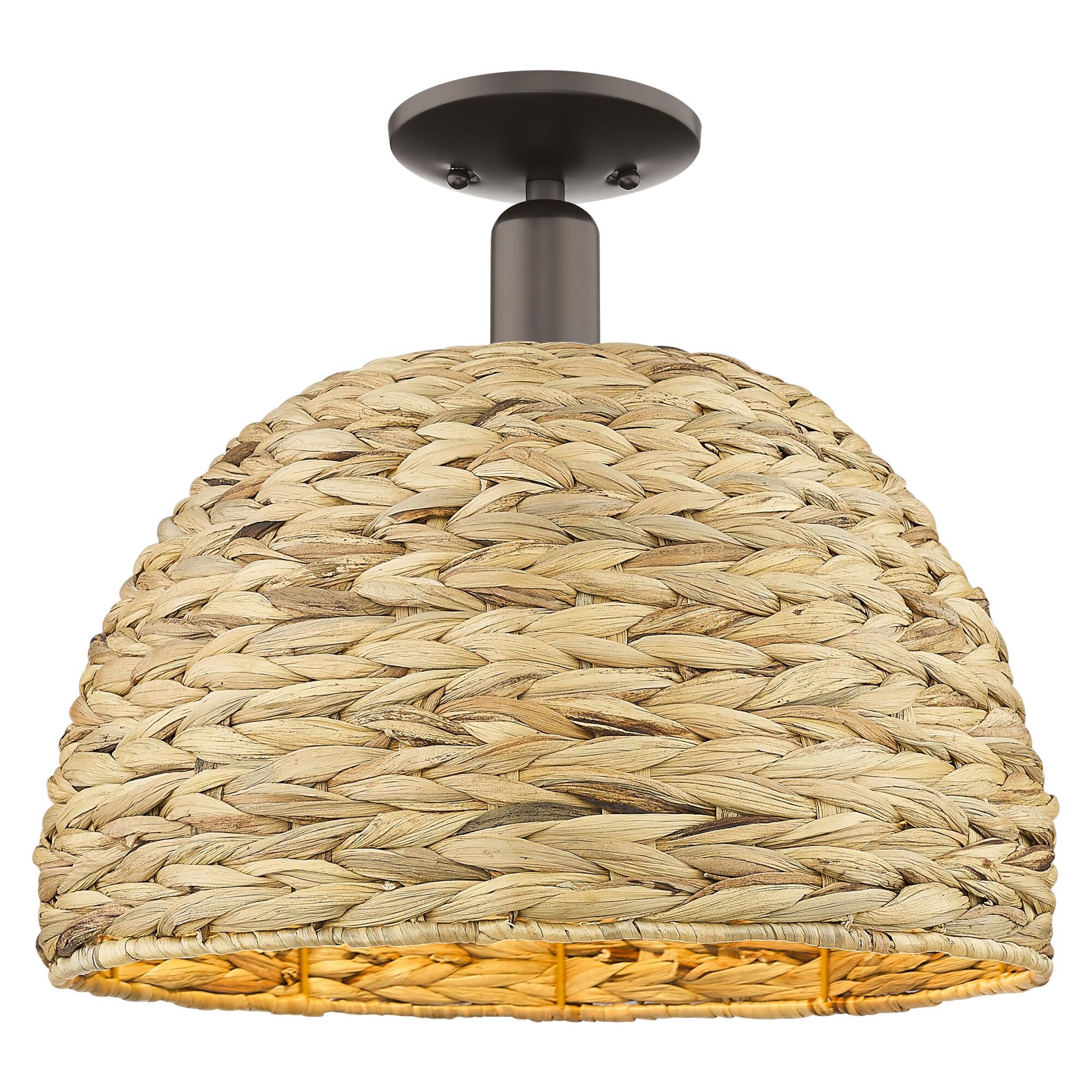 Bruno Marashlian Woven Rattan 16 Inch Semi Flush Mount by Innovations Lighting