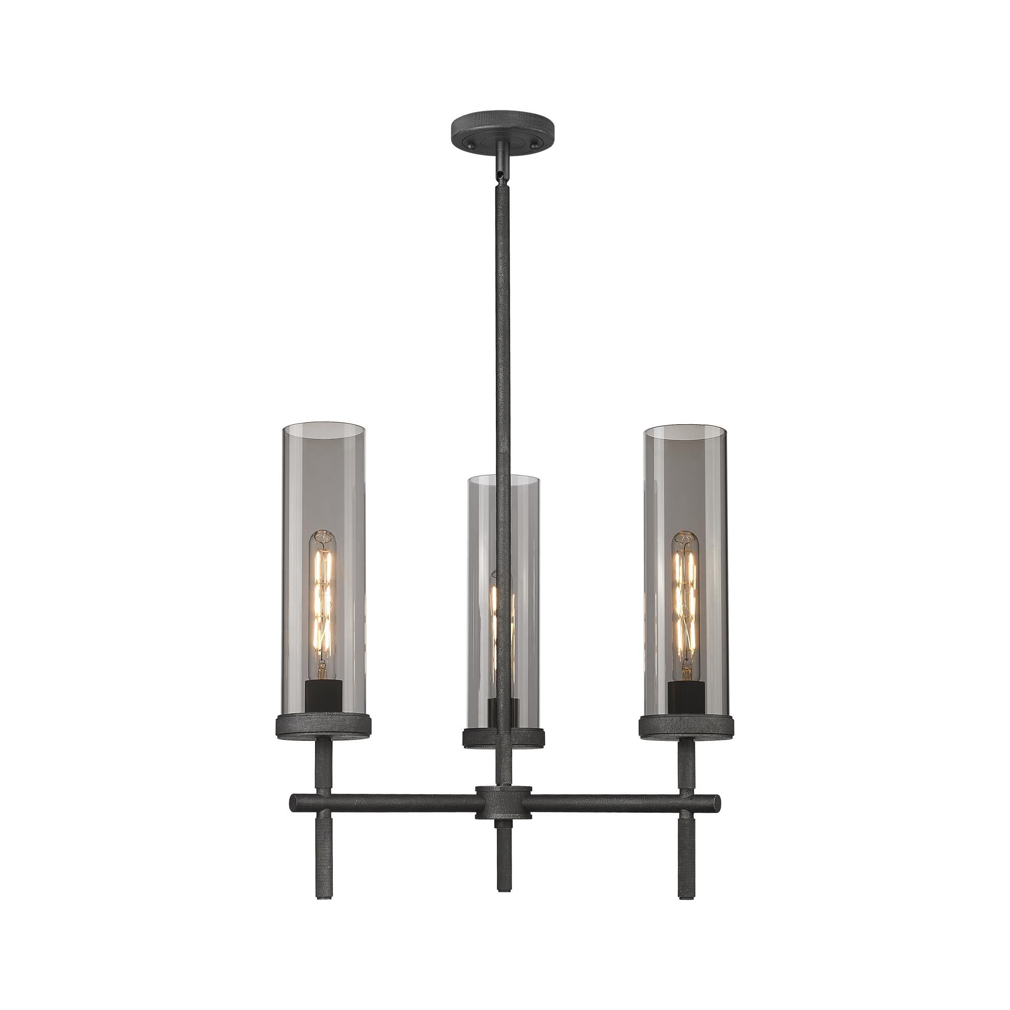 Shown in Weathered Zinc finish and Plated Smoke glass and Plated Smoke Glass shade