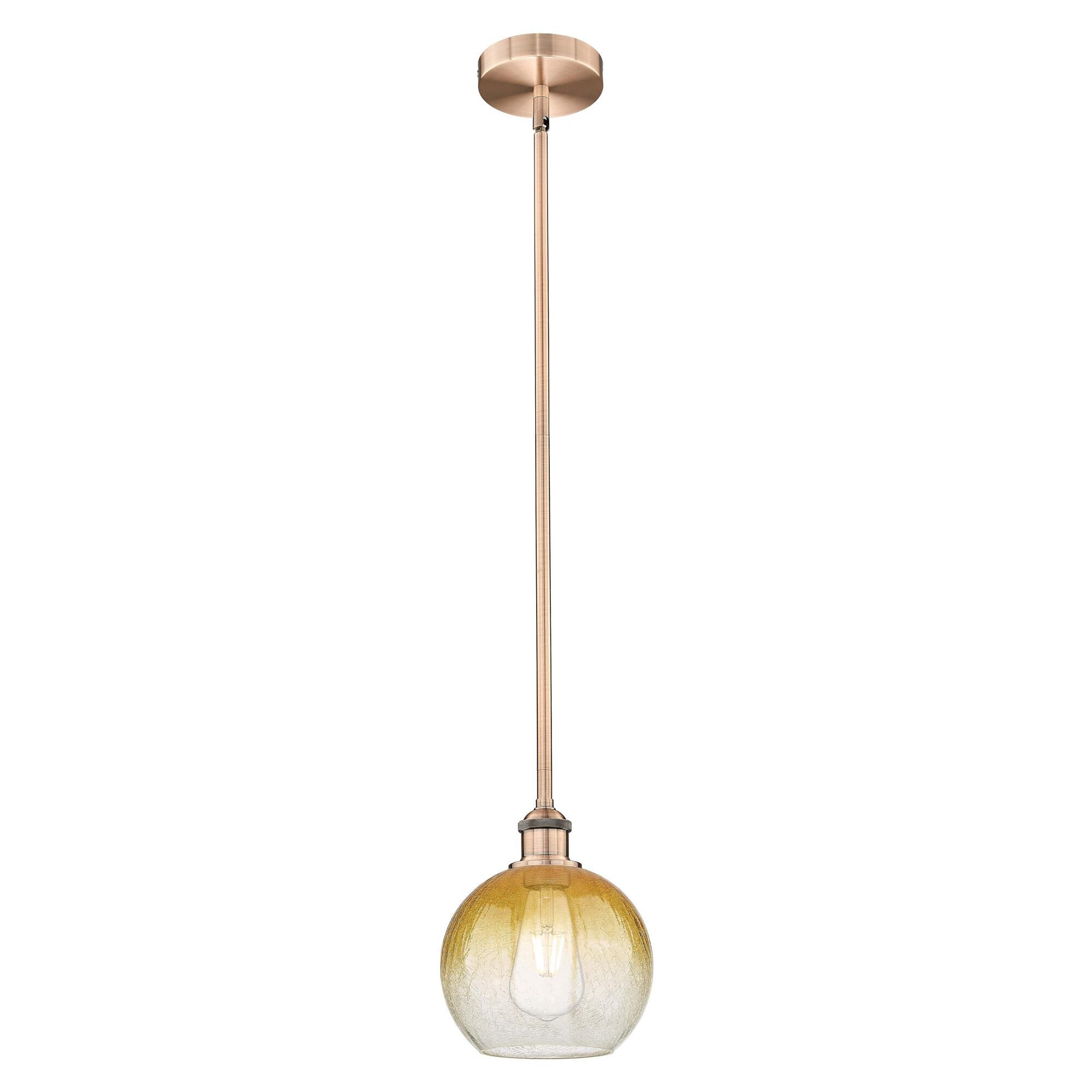 Shown in Antique Copper finish and Amber glass
