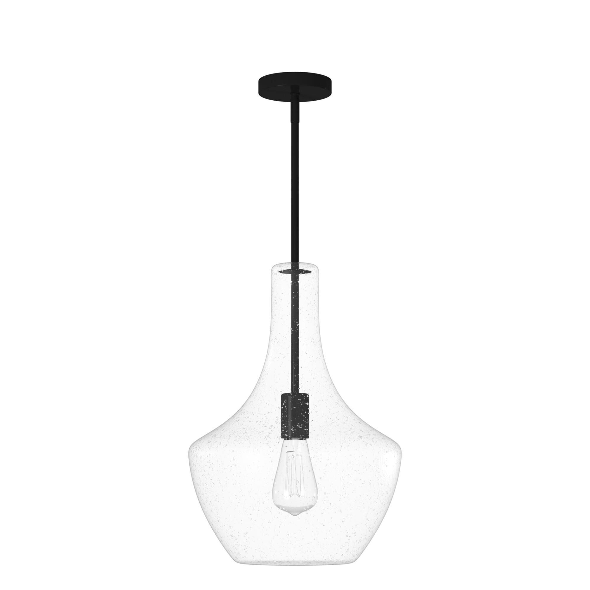 Shown in Matte Black finish and Seeded Artisan glass