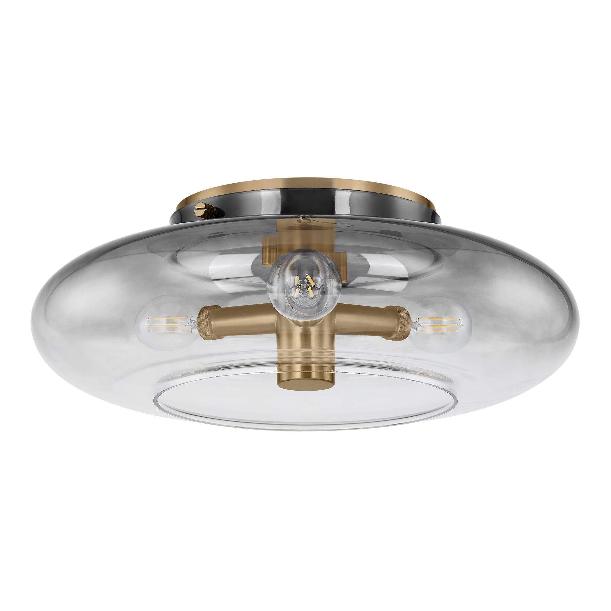 Shown in Patina Brass finish and Smokey glass