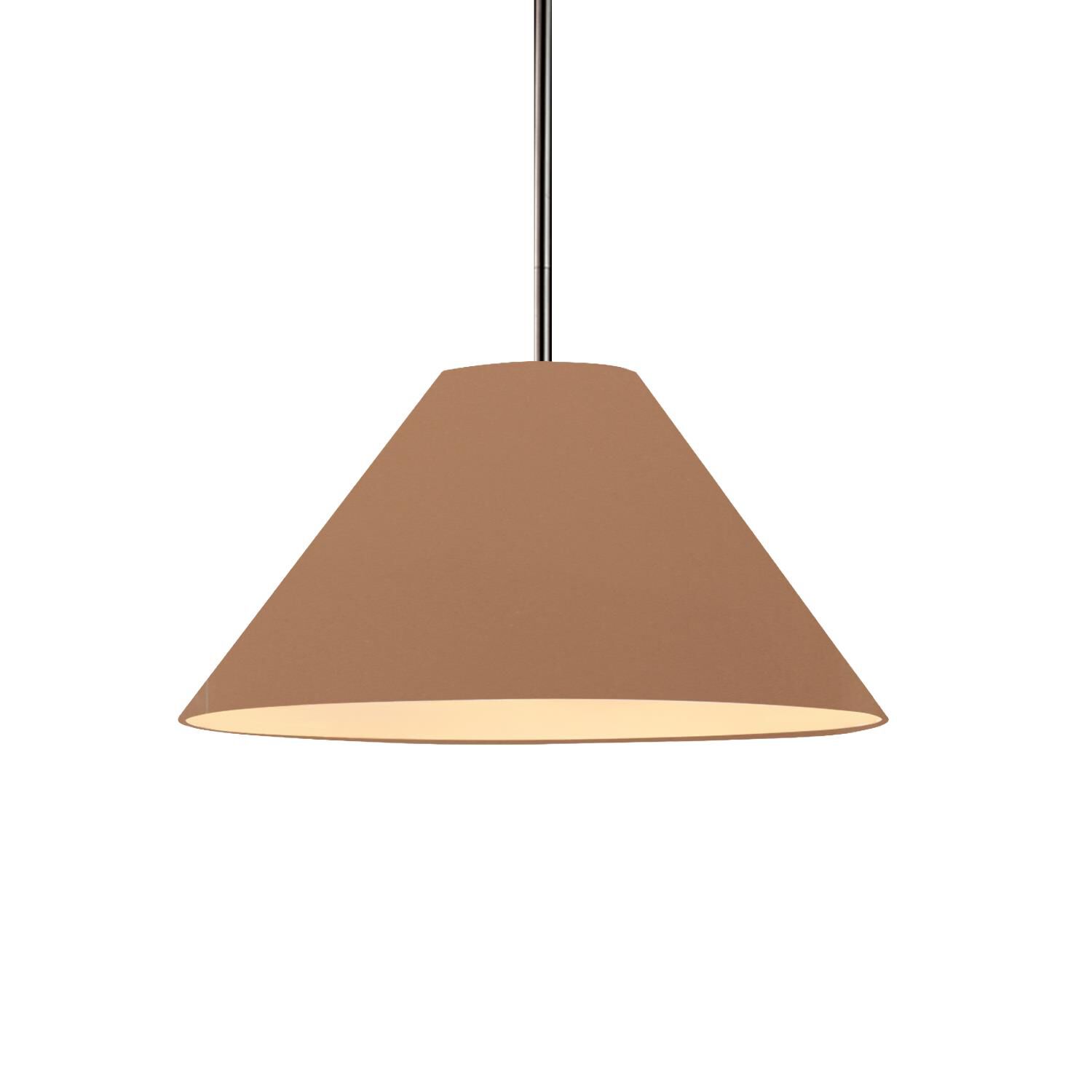 Shown in Brushed Nickel finish and Adobe shade