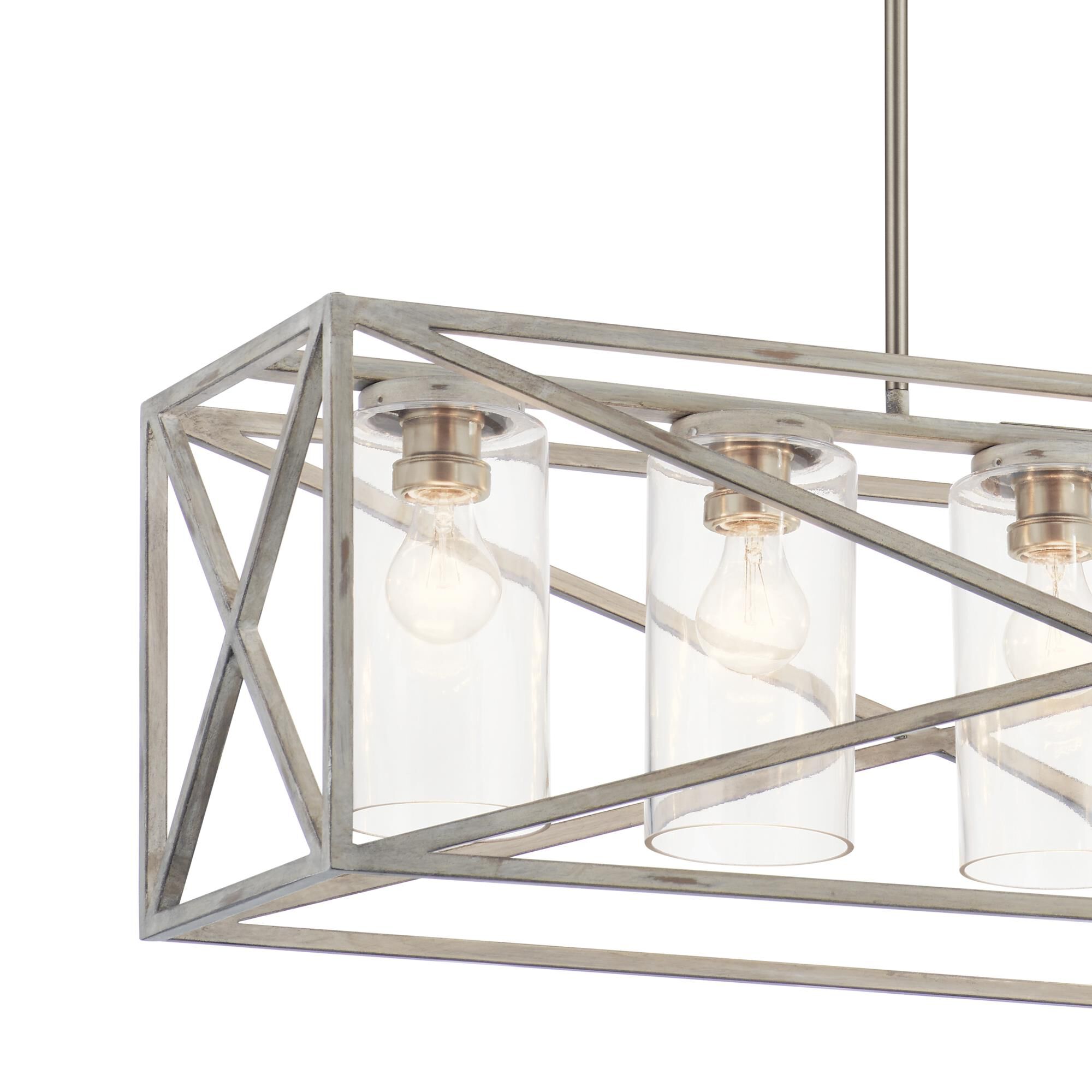 Shown in Distressed Antique White finish and Clear glass