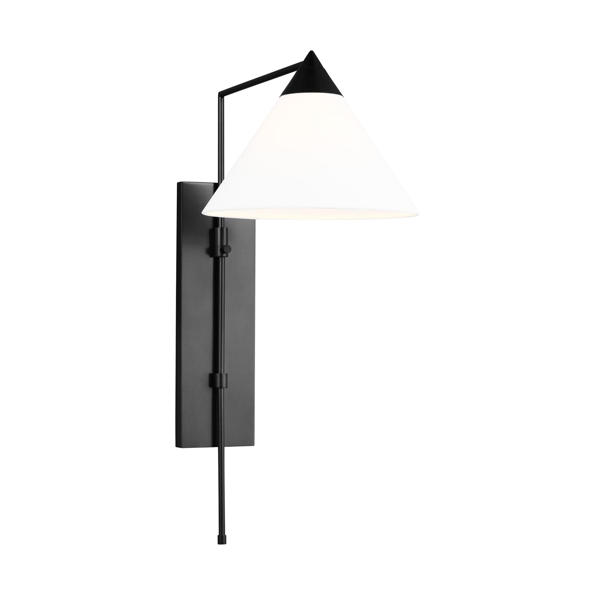 Shown in Deep Bronze finish and White Linen Fabric shade