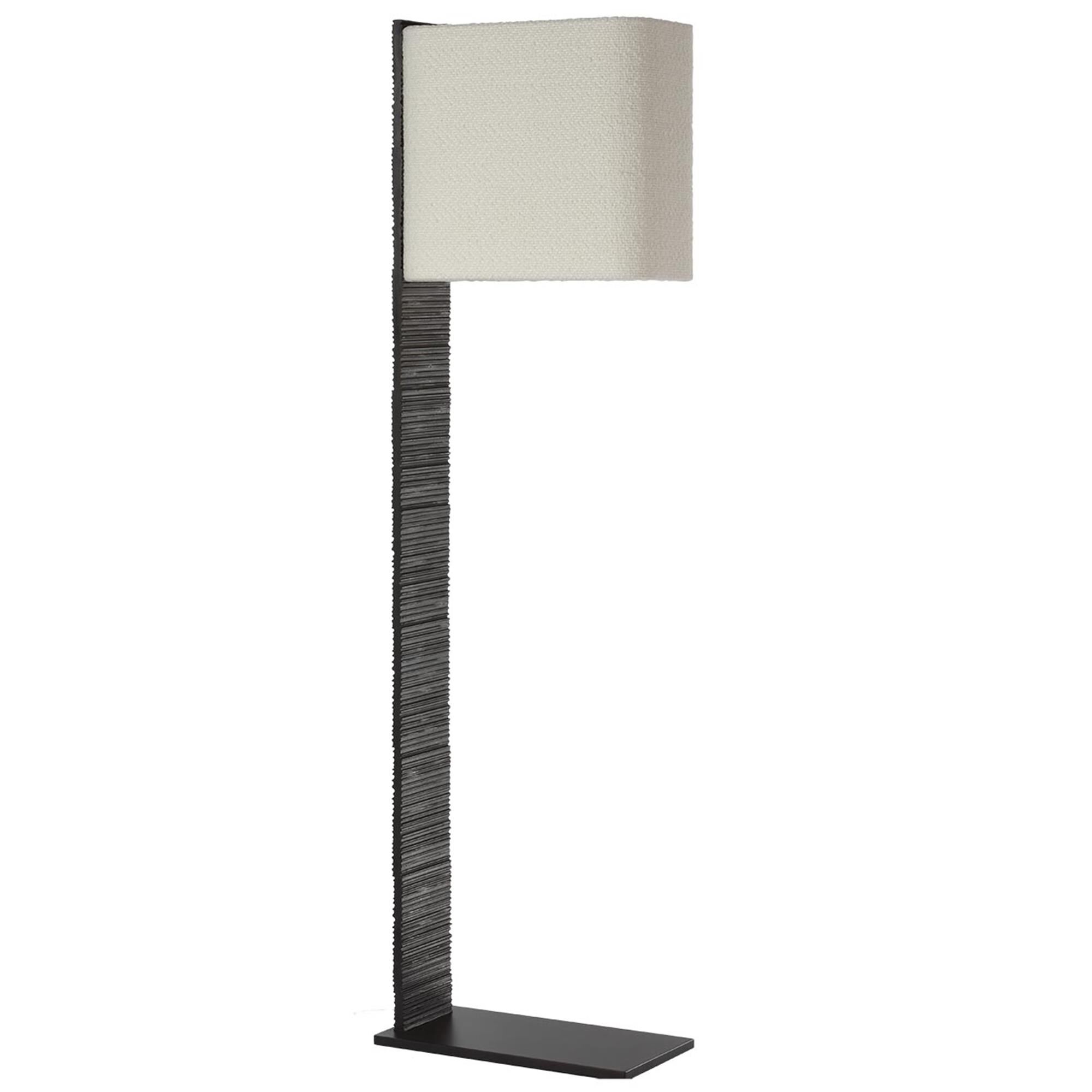 Shown in Ridged Carbon finish and Boucle Rectangle shade