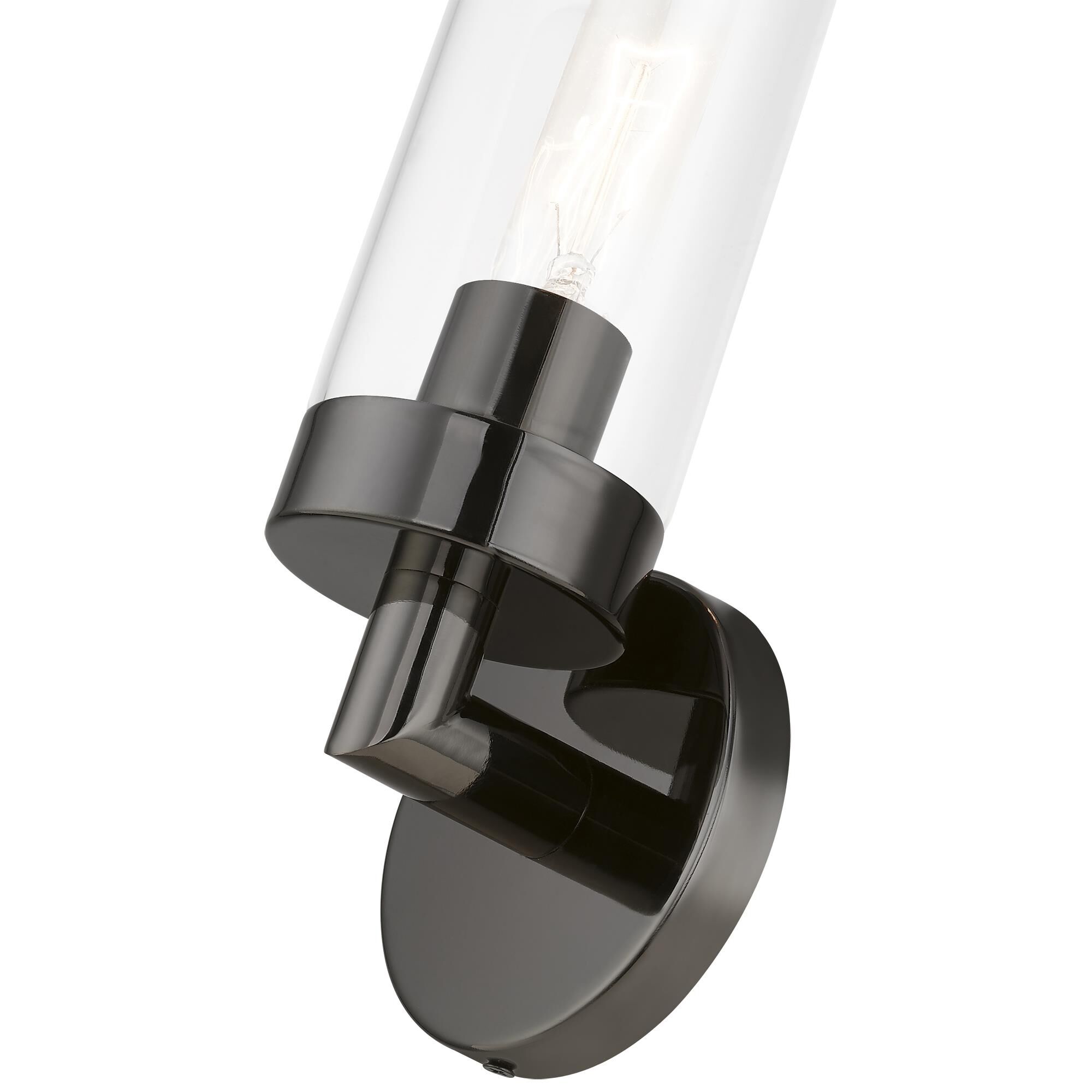 Shown in Black Chrome finish and Clear glass