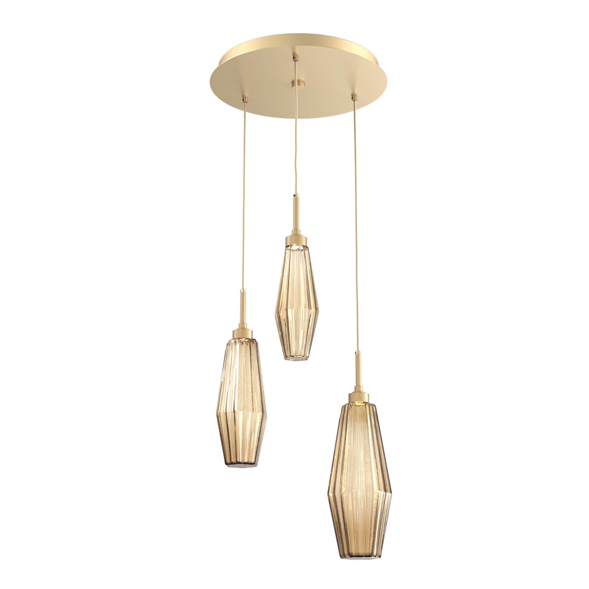 Shown in Gilded Brass finish and Optic Rib Bronze glass