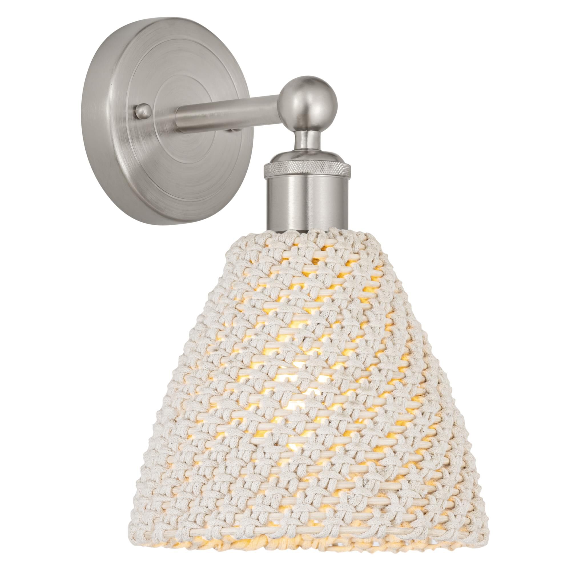 Shown in Brushed Satin Nickel finish and Natural shade