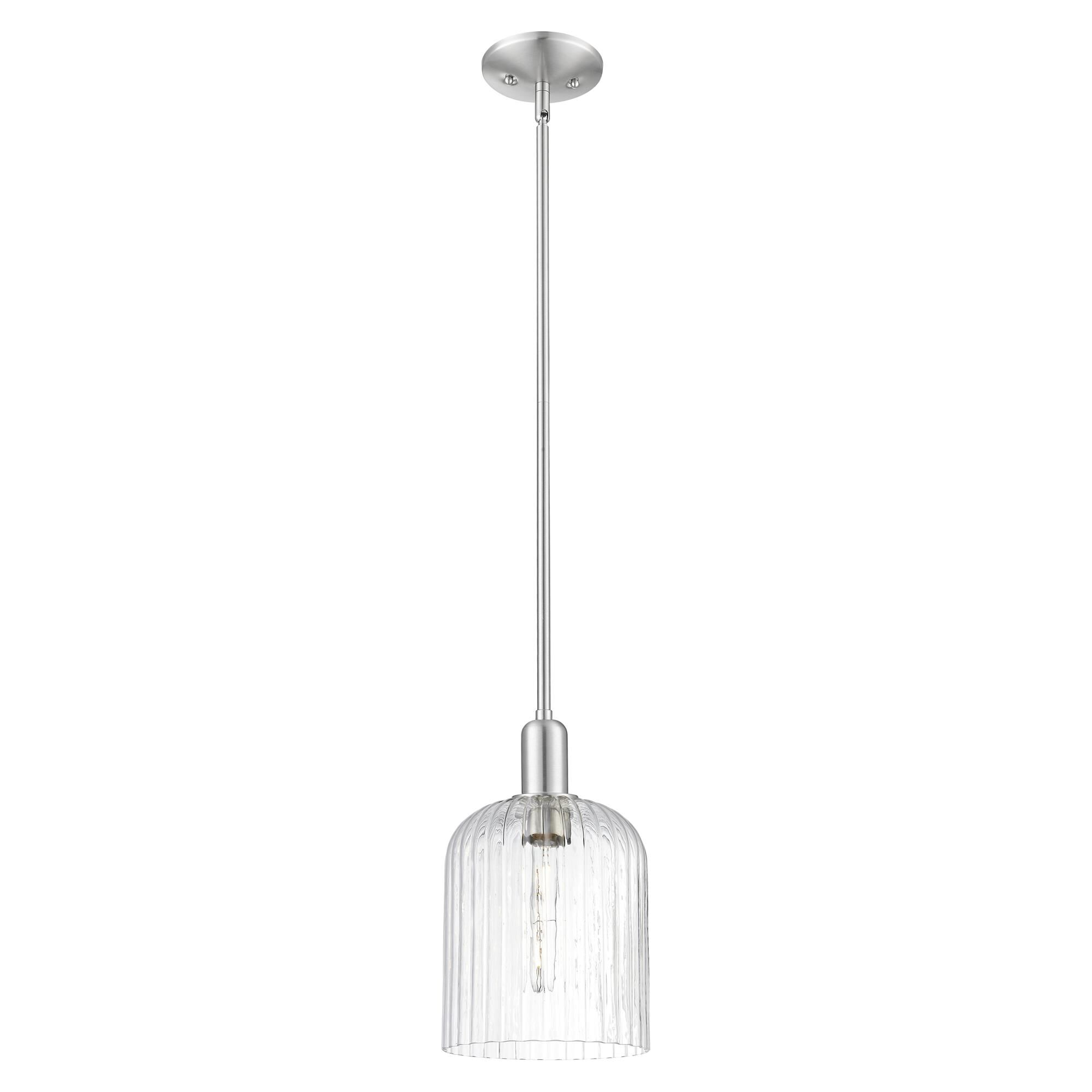 Shown in Brushed Satin Nickel finish and Clear glass