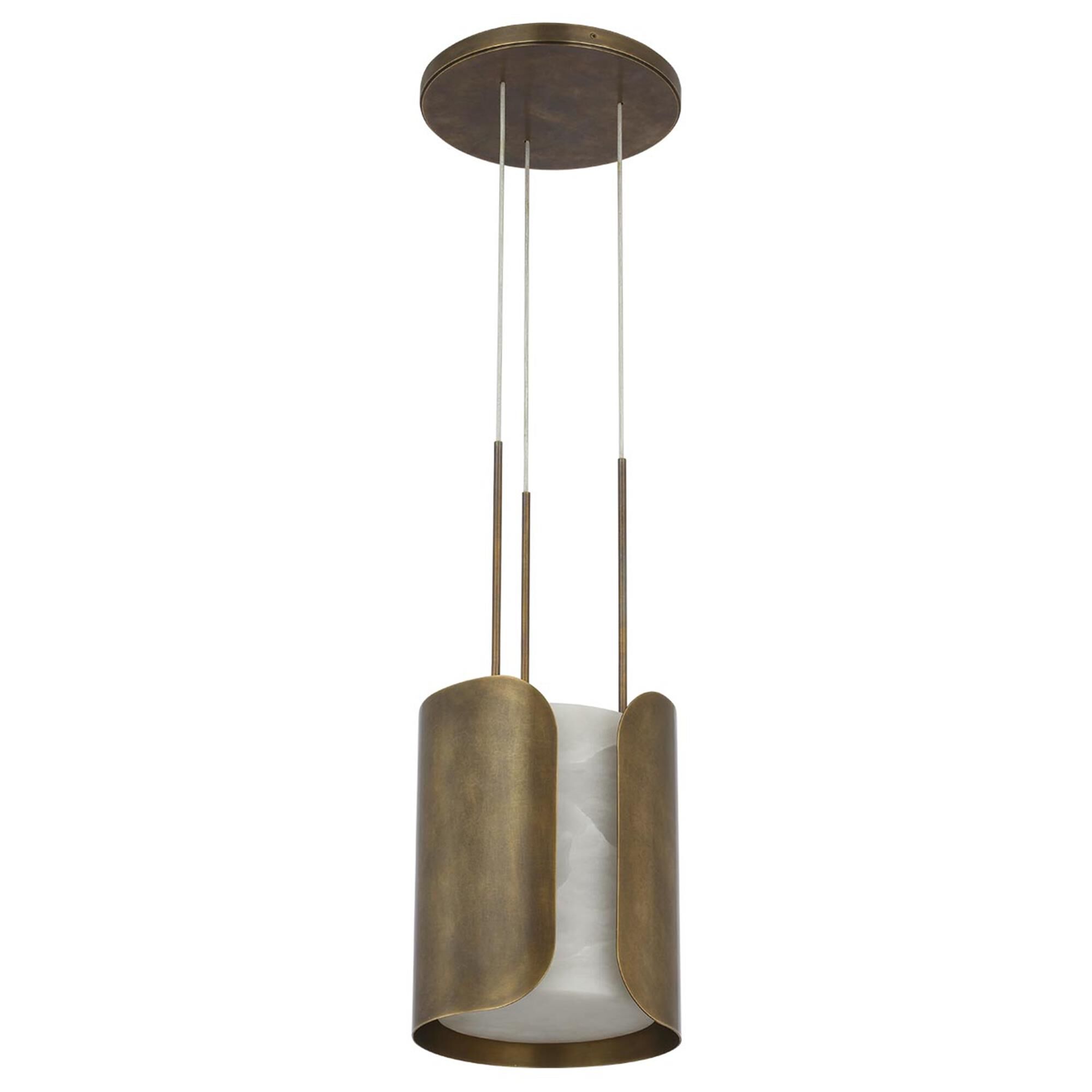 Shown in Mottled Brass finish and Alabaster shade