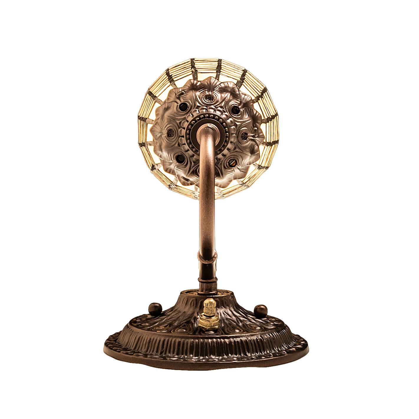 Shown in Mahogany Bronze finish and Beige glass