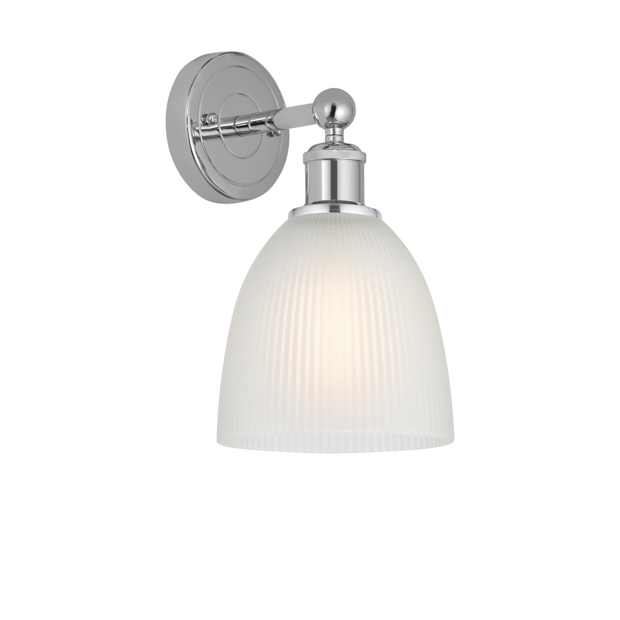 Shown in Polished Chrome, White finish and White glass and White Glass shade