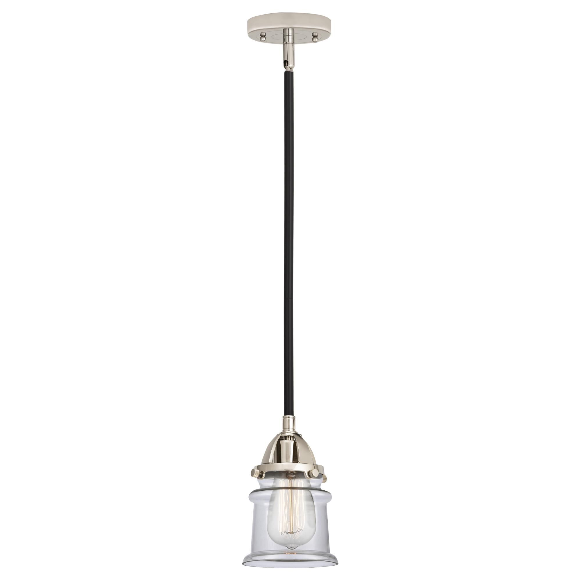 Shown in Black Polished Nickel finish and Clear Canton glass and No Shade shade