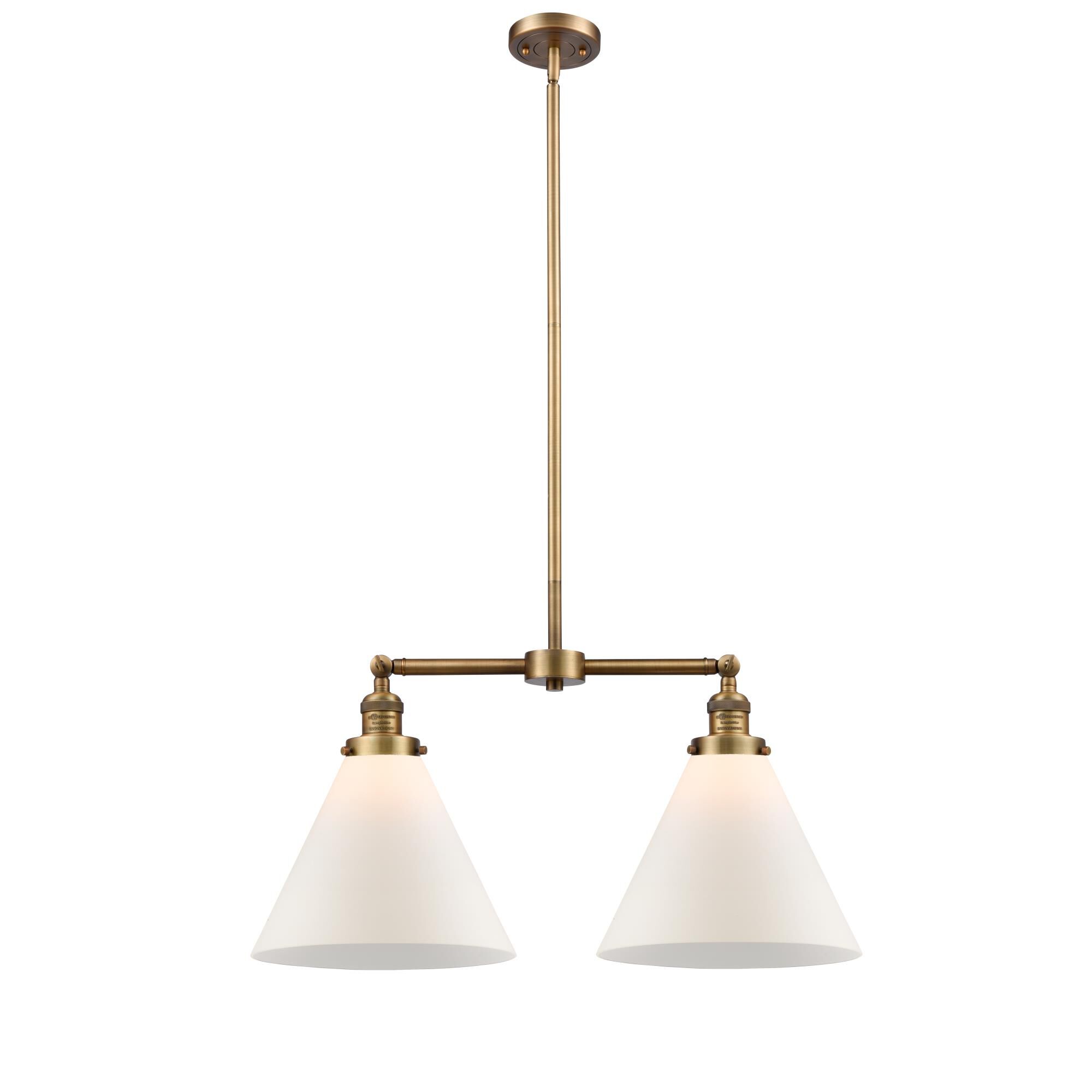 Shown in Brushed Brass finish and Matte White Cased glass