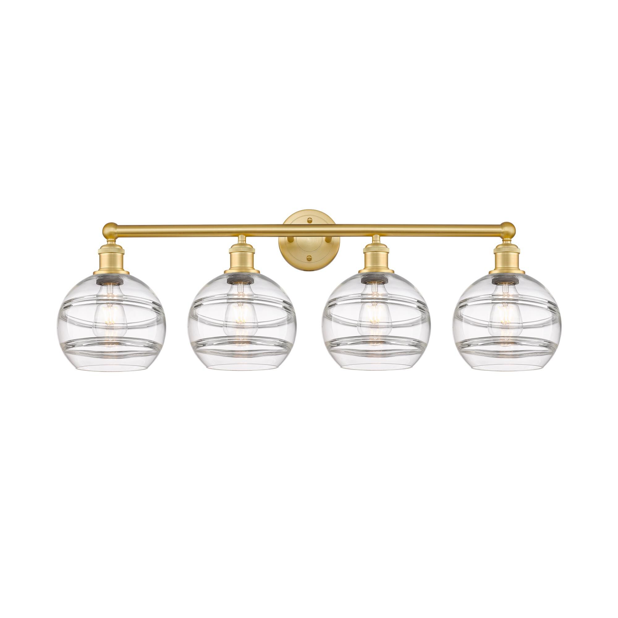 Shown in Satin Gold finish and Clear glass