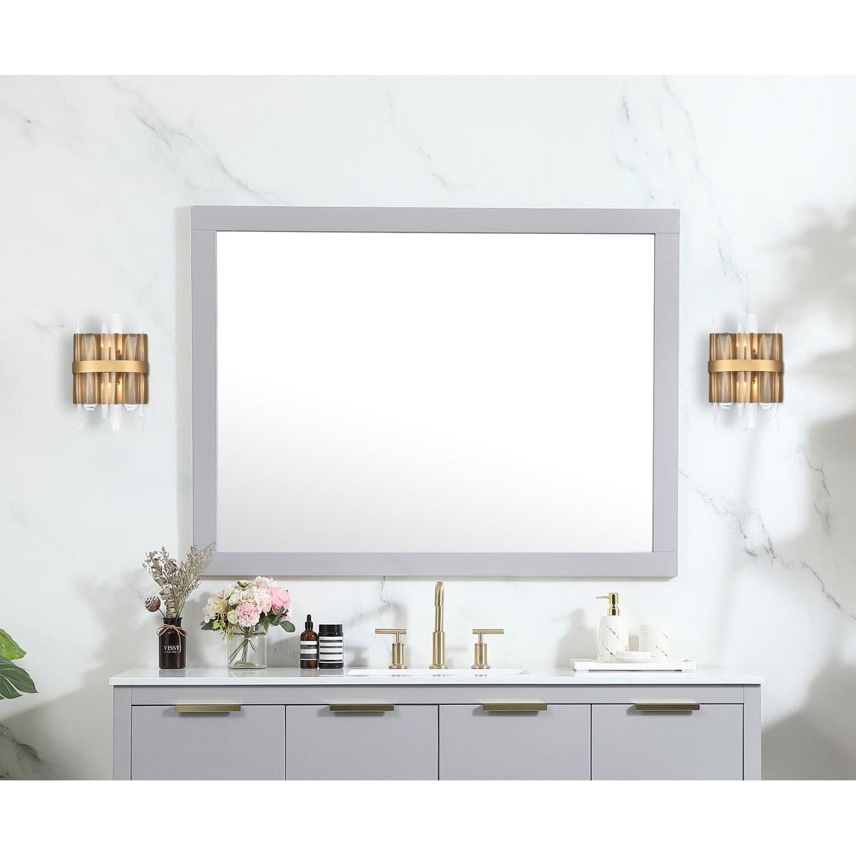 Shown in Satin Gold finish and Royal Cut crystal