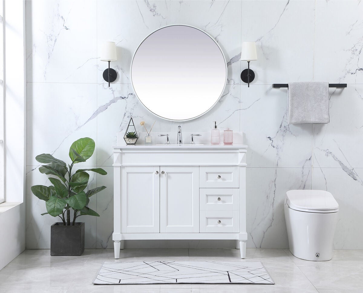 Shown in White finish and Backsplash accent