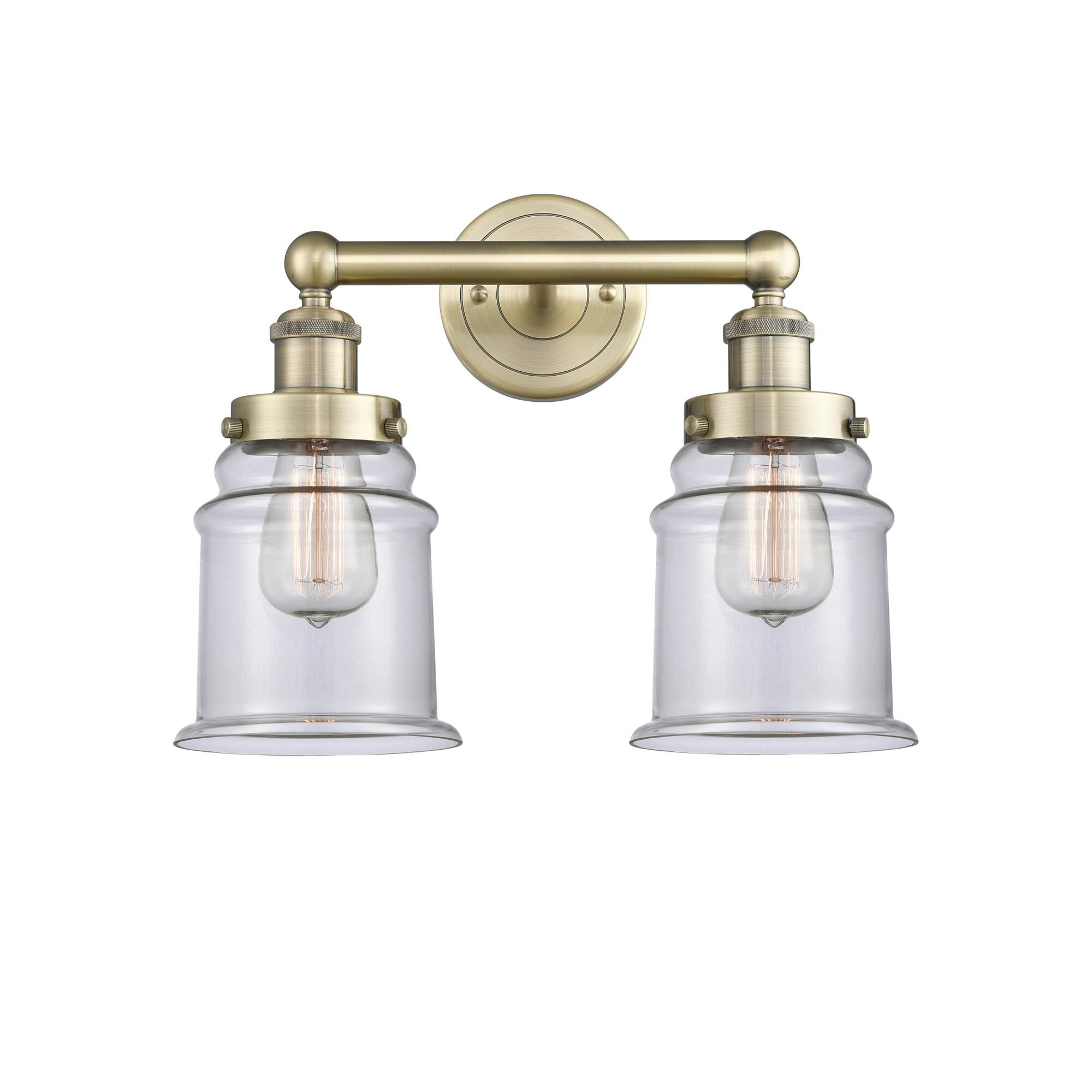 Shown in Antique Brass finish and Clear glass