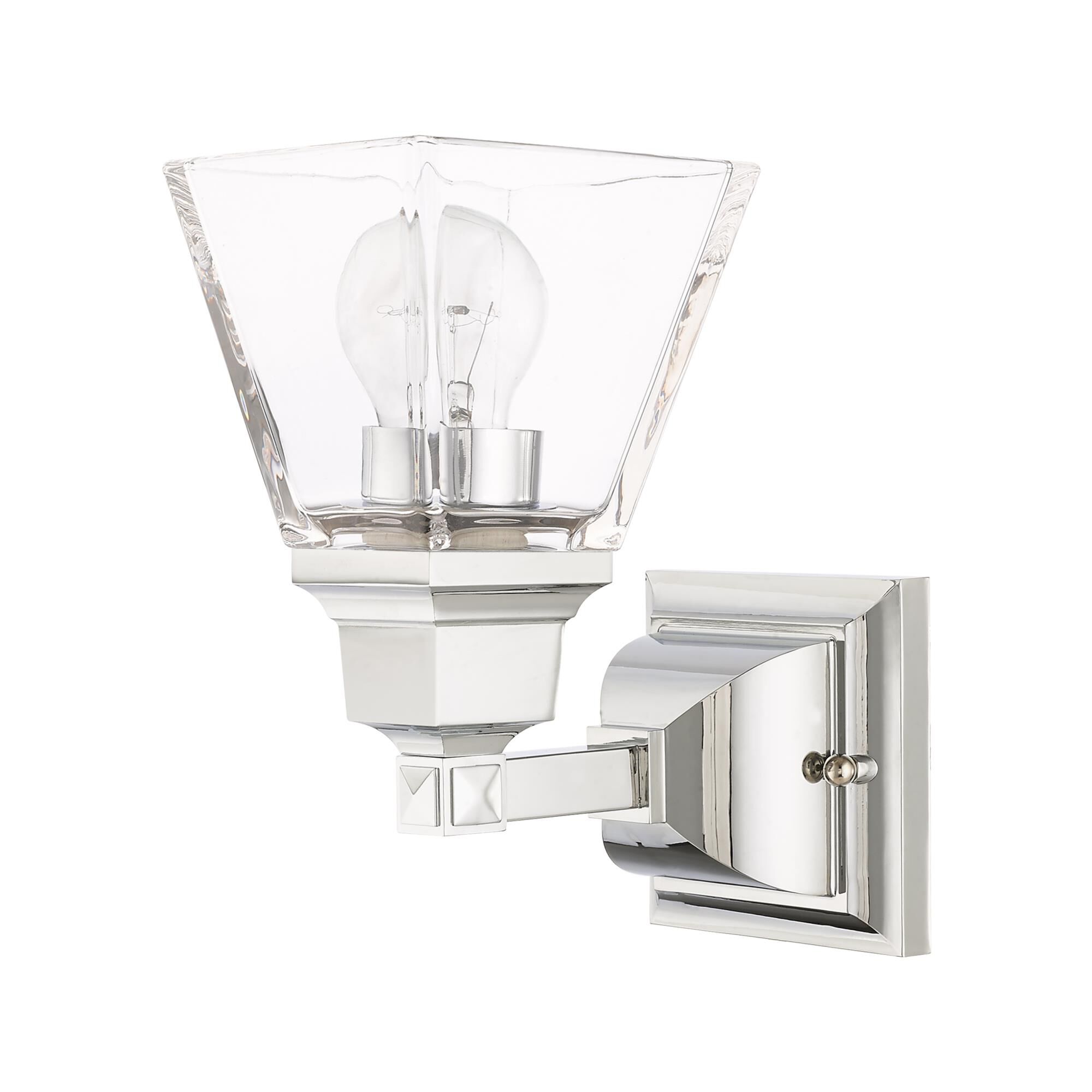 Shown in Polished Chrome finish and Clear glass and Clear Glass shade