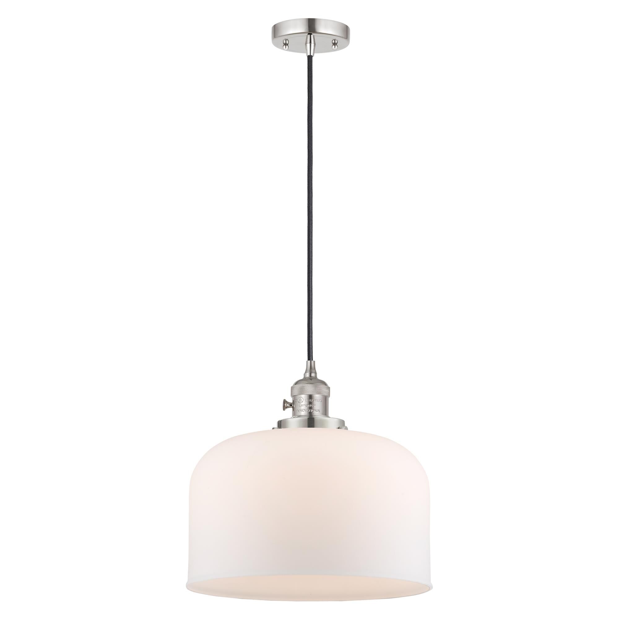 Shown in Polished Nickel finish and Matte White Cased glass