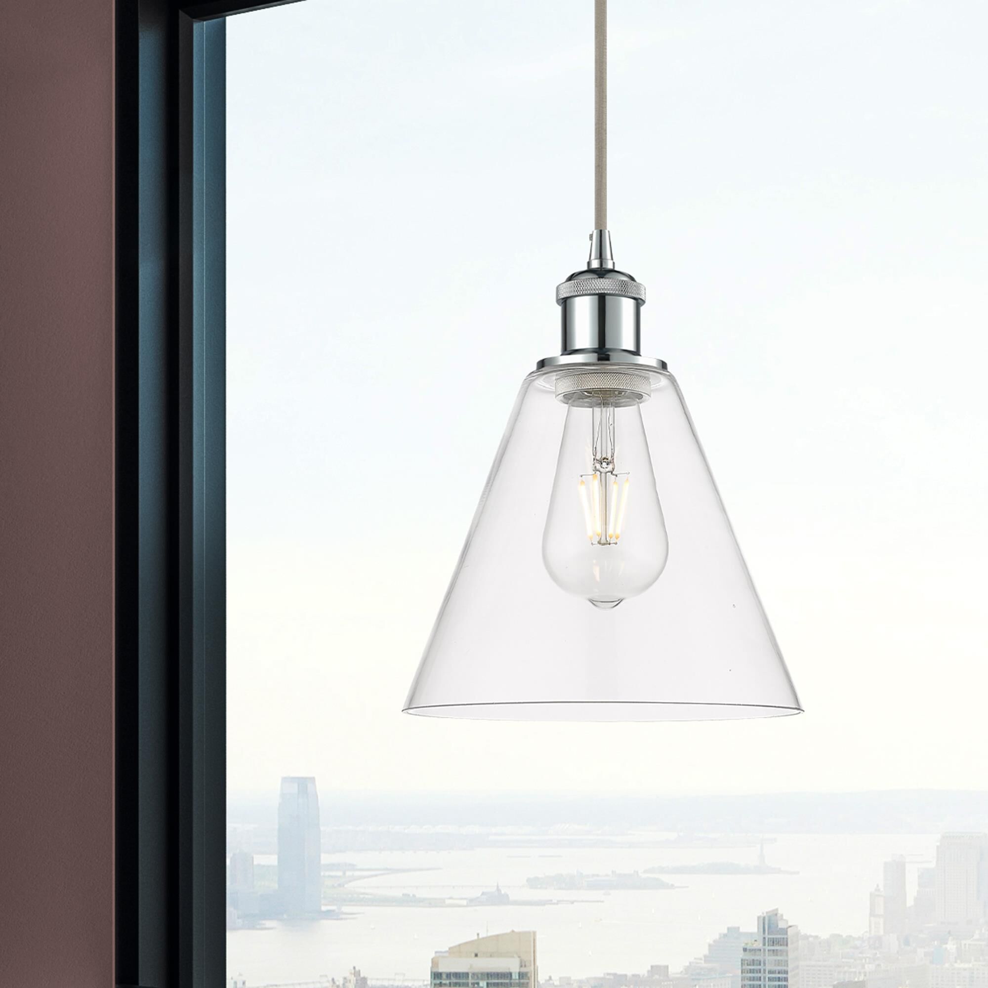 Shown in Polished Chrome finish and Cased Matte White glass