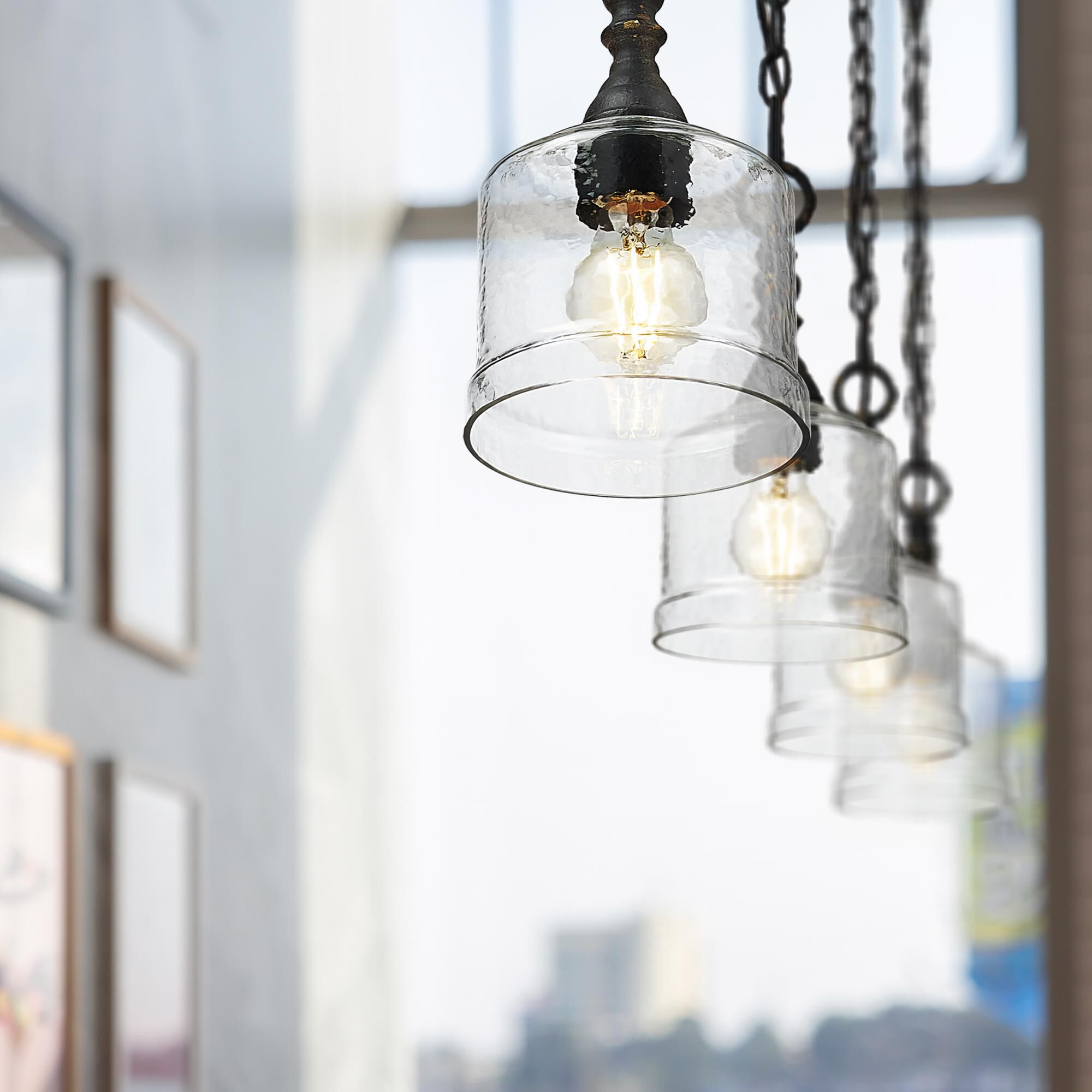 Shown in Antique Black Iron finish and Hammered Water glass