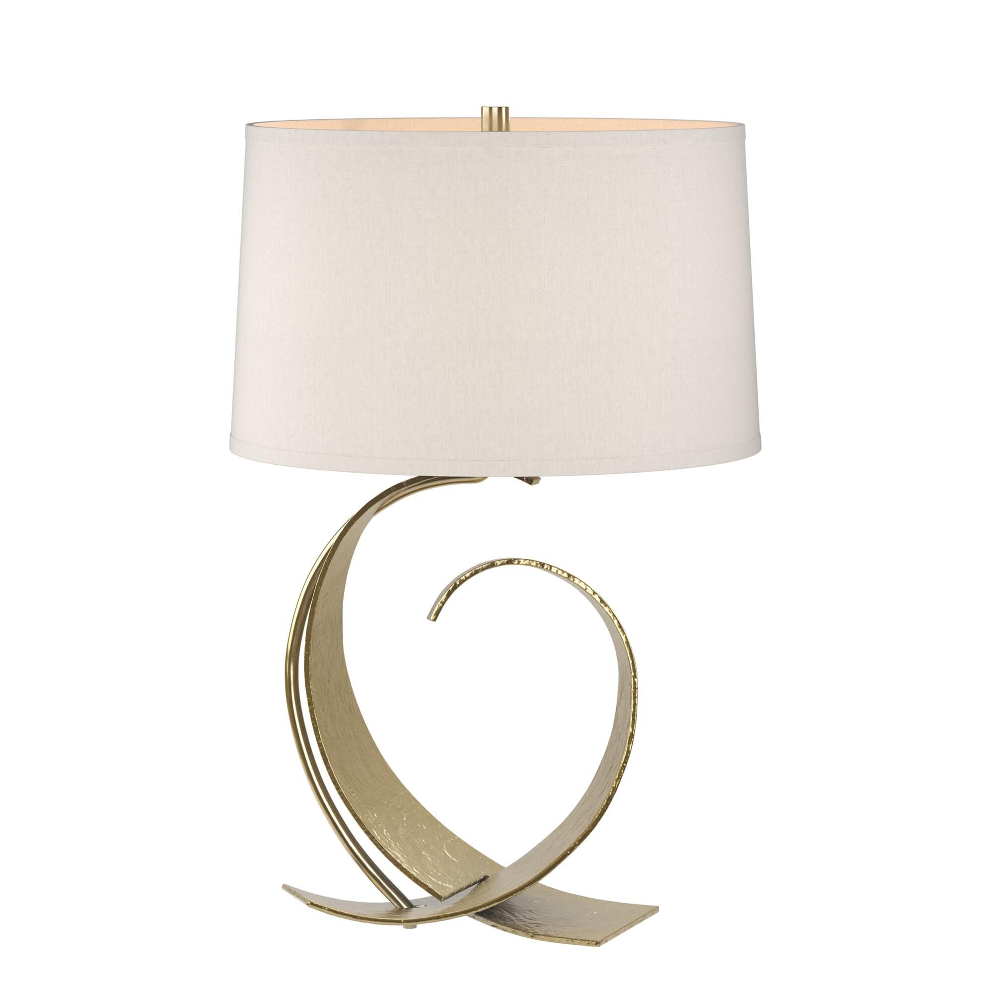 Shown in Modern Brass finish and Flax shade