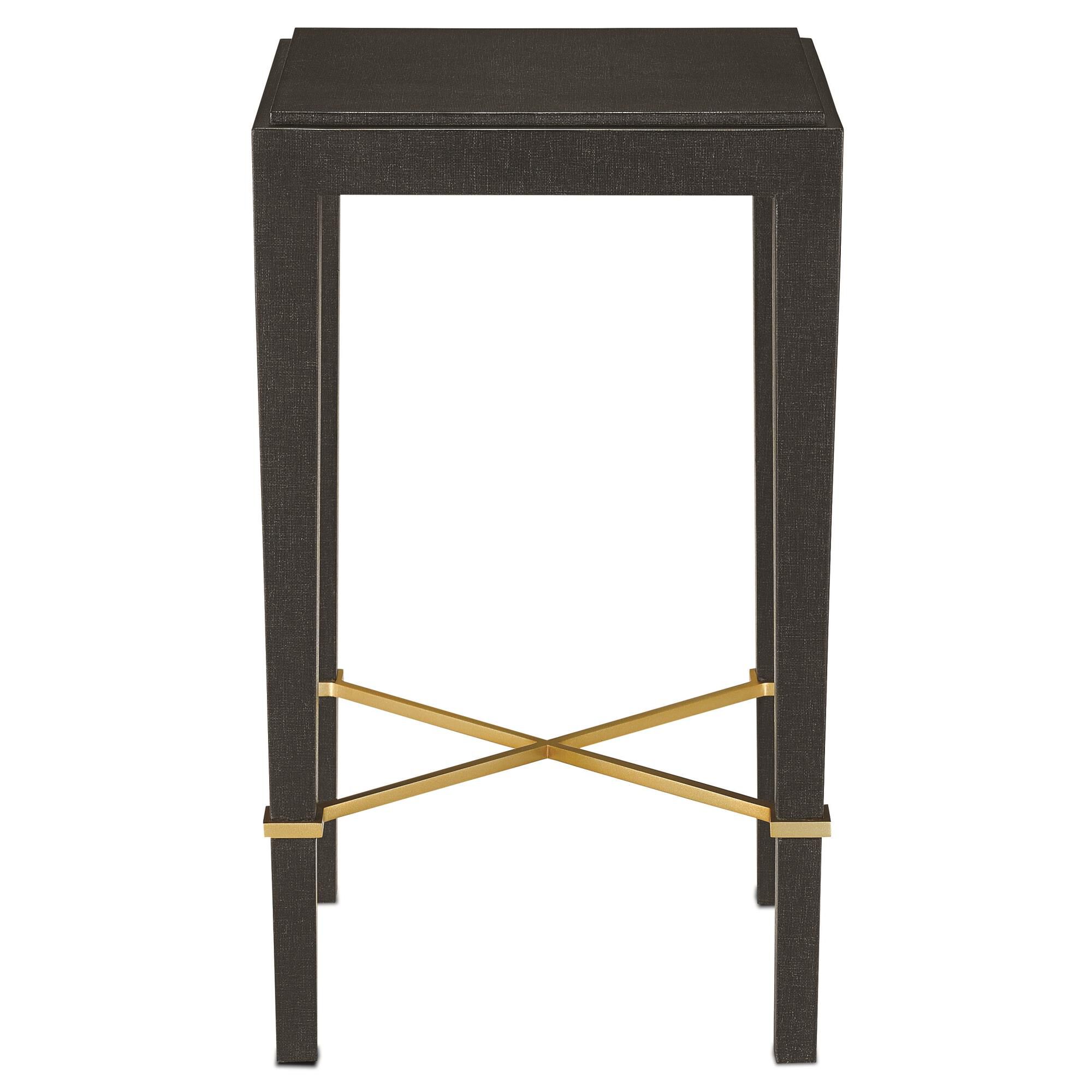Shown in Black Lacquered Linen-Champagne finish