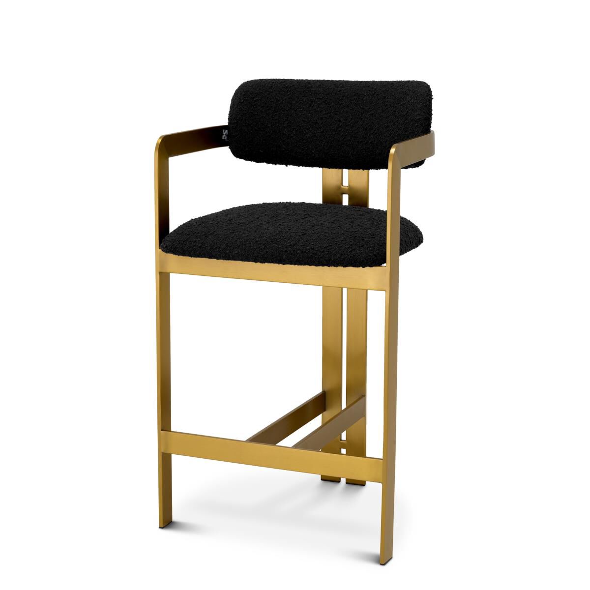 Shown in Boucle Black, Brushed Brass finish