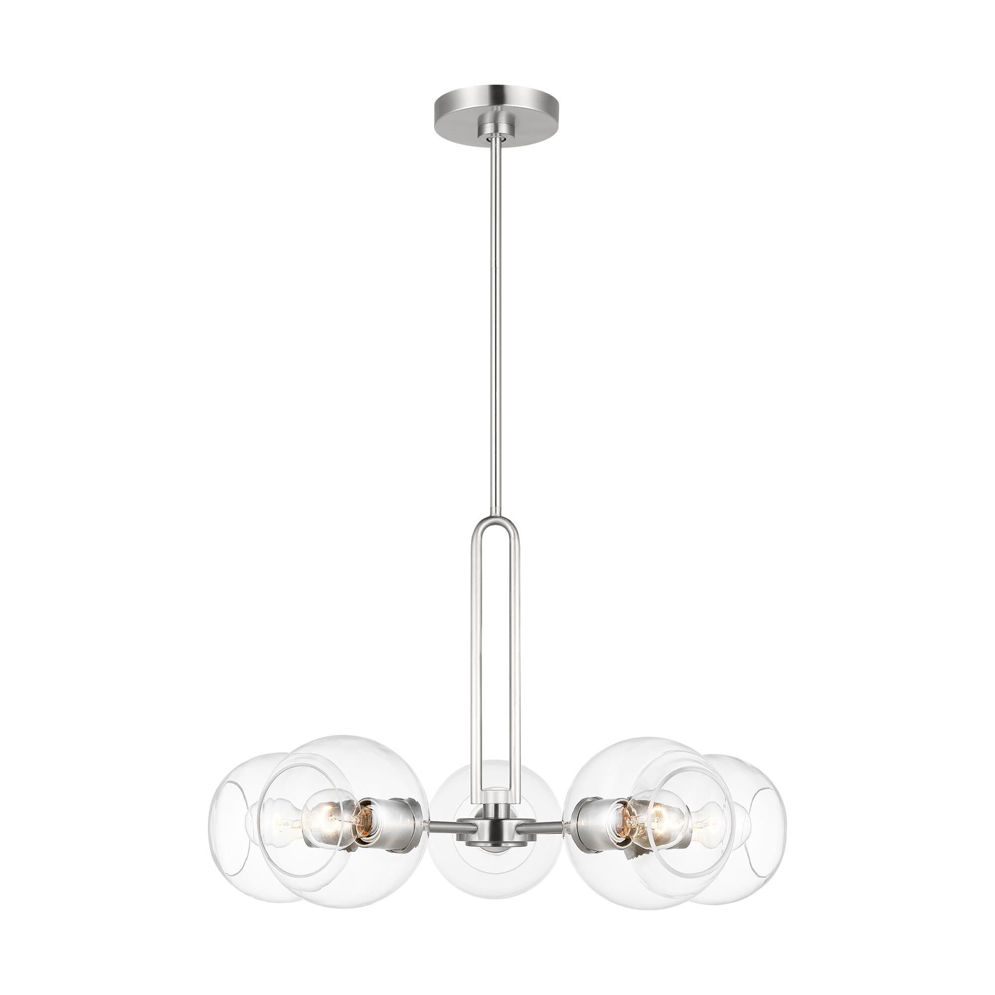 Shown in Brushed Nickel Silver finish and Clear glass and Clear Glass s shade