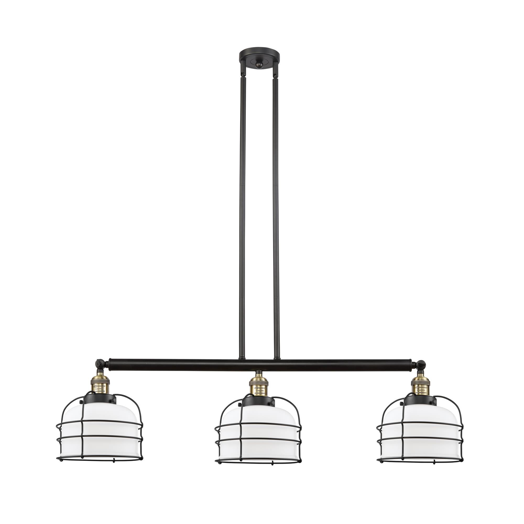 Bruno Marashlian Large Bell Cage 41 Inch 3 Light Linear Suspension Light by Innovations Lighting