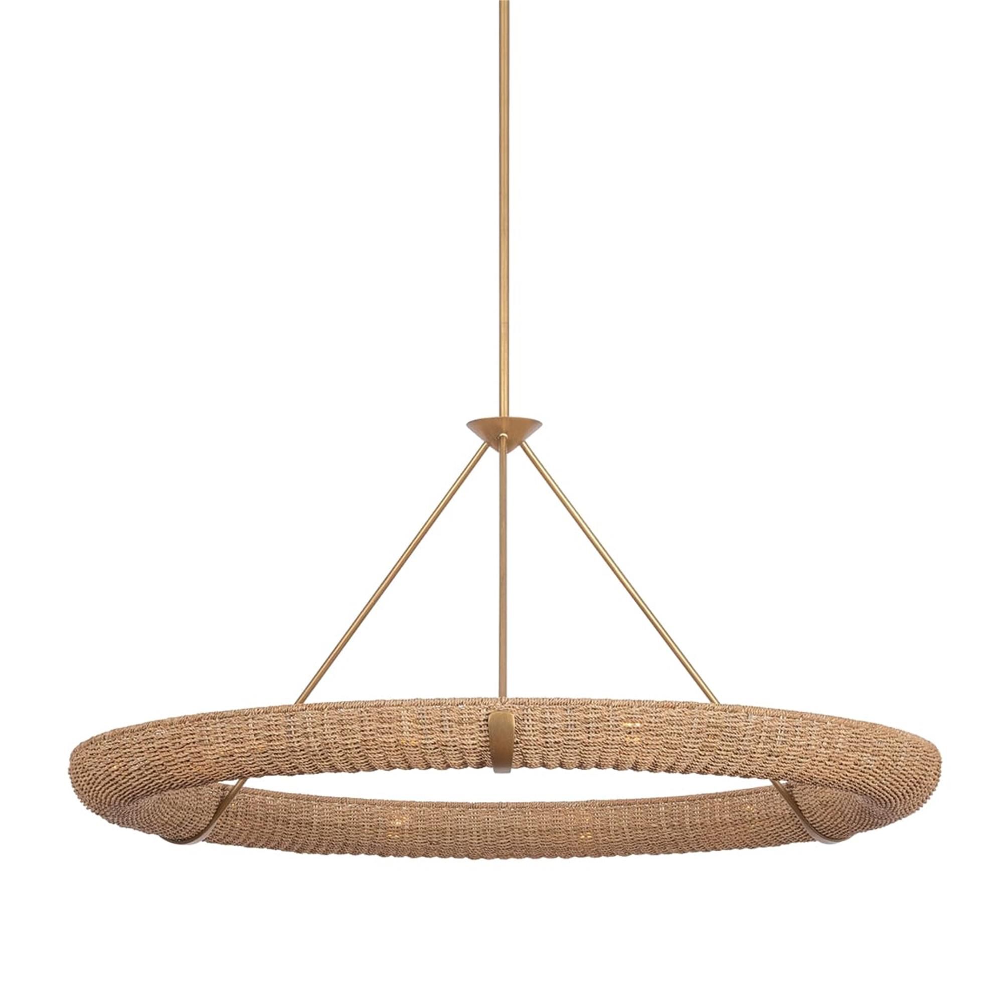 Shown in Patina Gold Leaf finish and Abaca shade