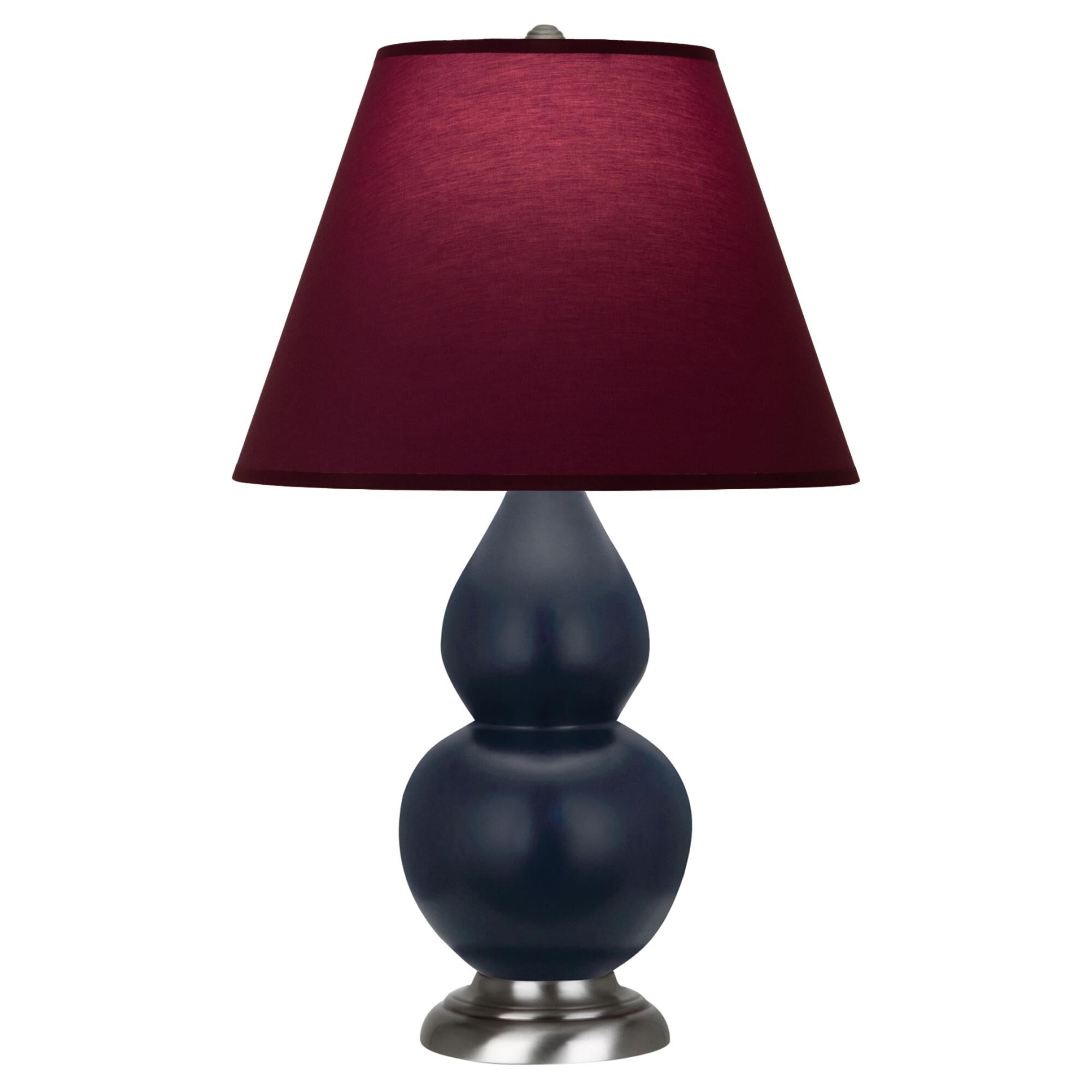 Shown in Matte Midnight Blue finish and Plum and Lavender shade and Antique Silver accent