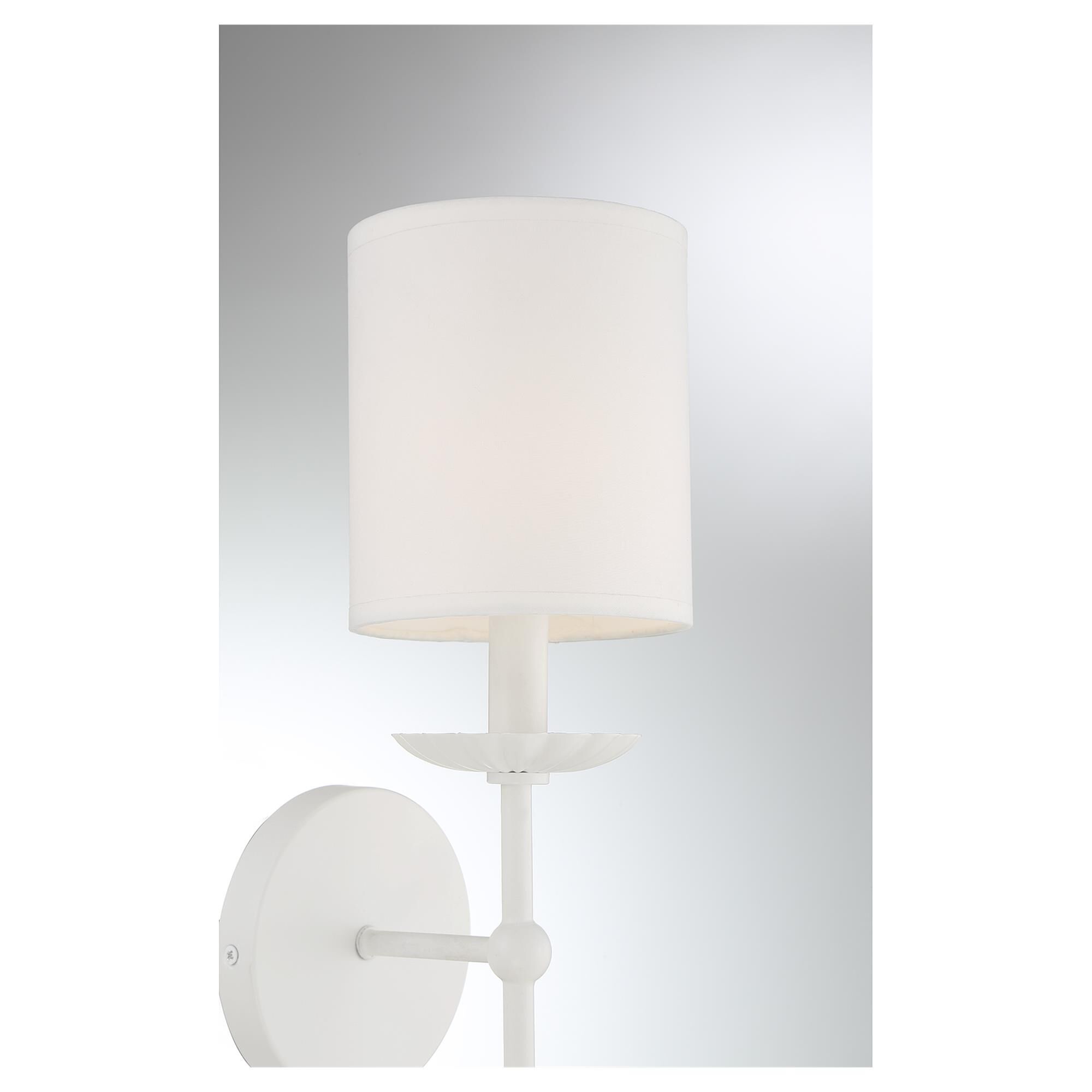 Shown in White finish and White Linen Fabric shade