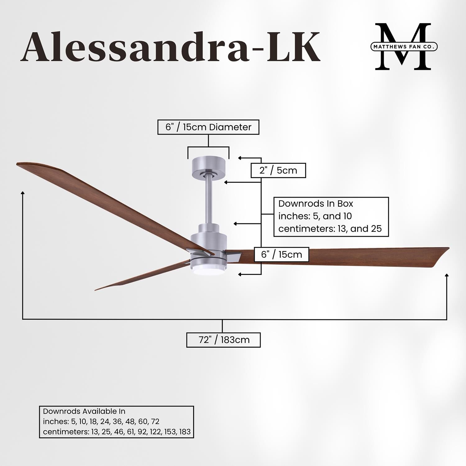 Alessandra 72 Inch Ceiling Fan by Matthews Fan Company