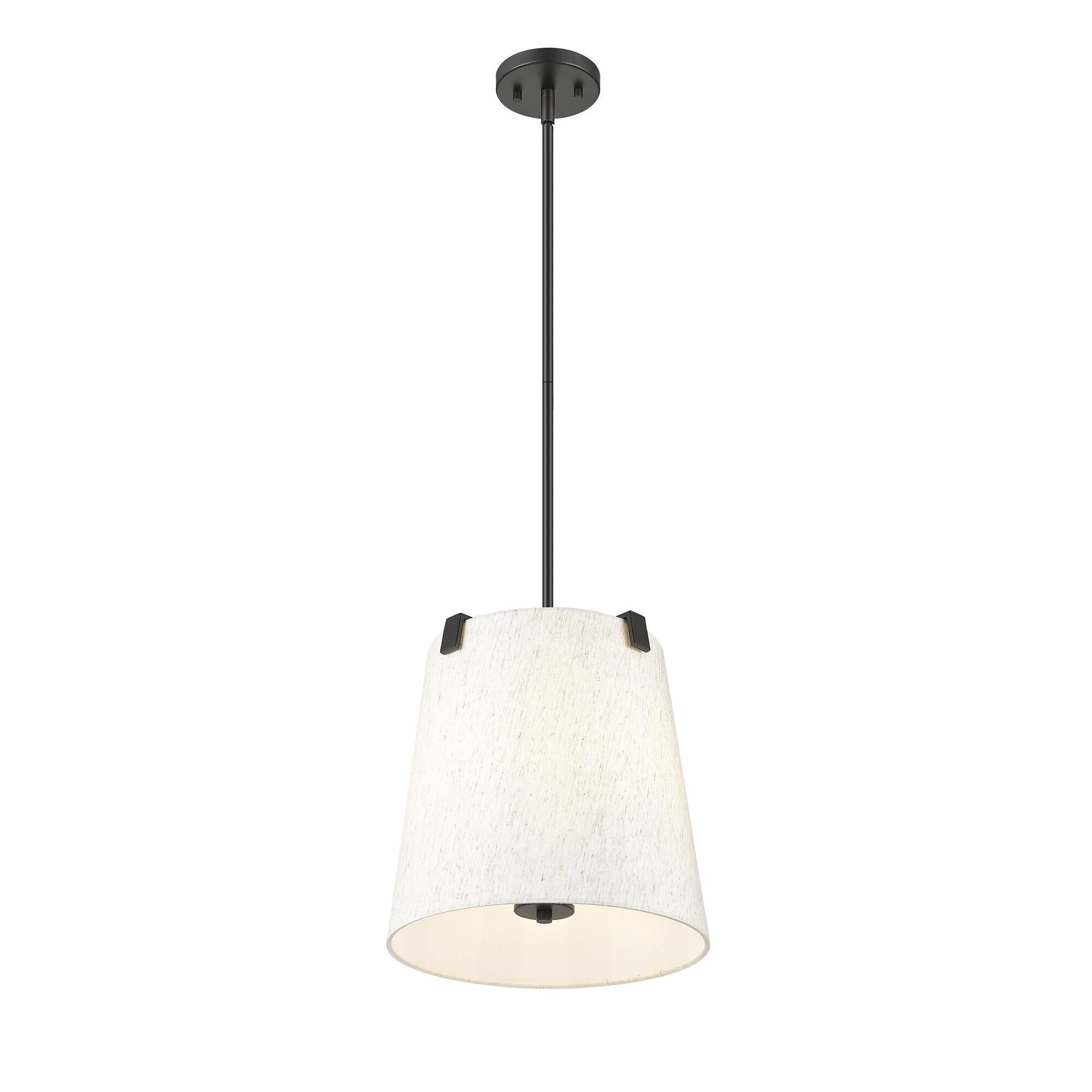 Shown in Matte Black finish and Cream glass and Cream shade