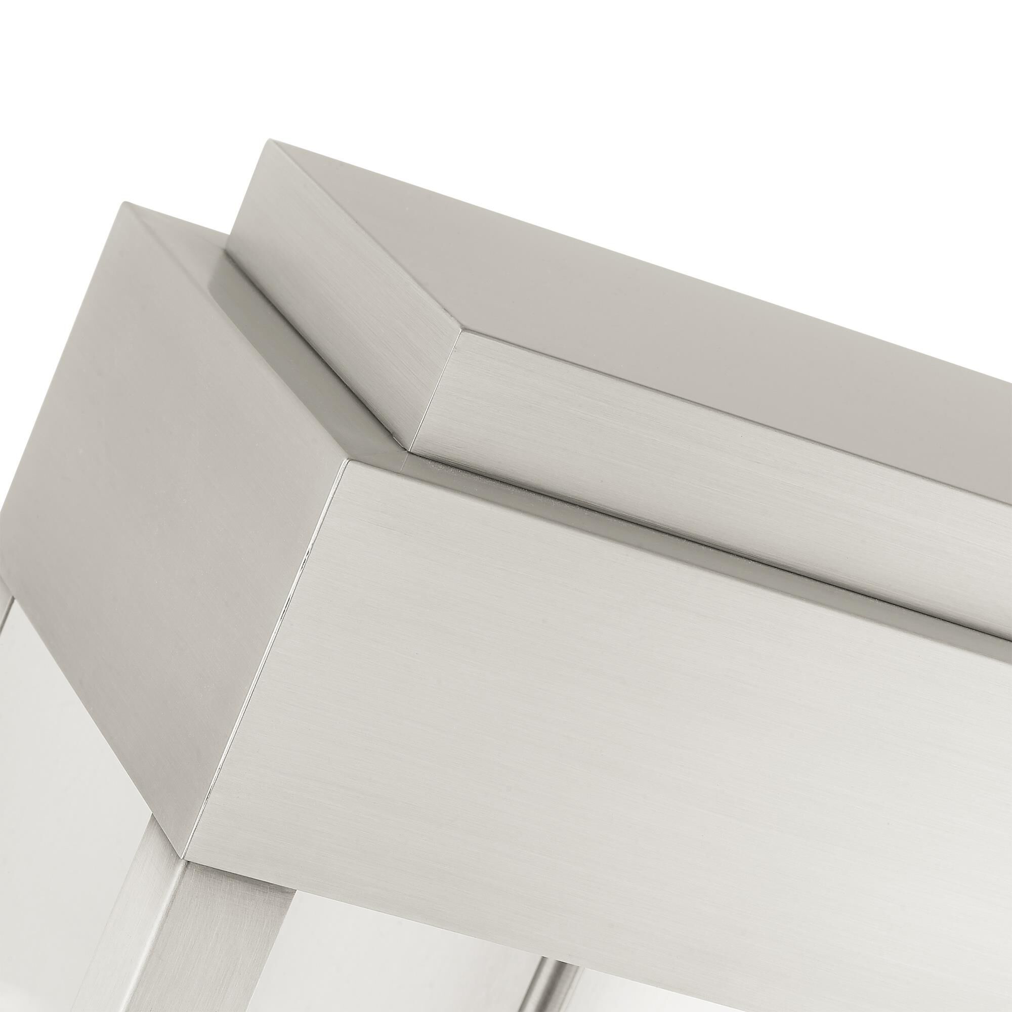 Shown in Brushed Nickel finish and Clear glass