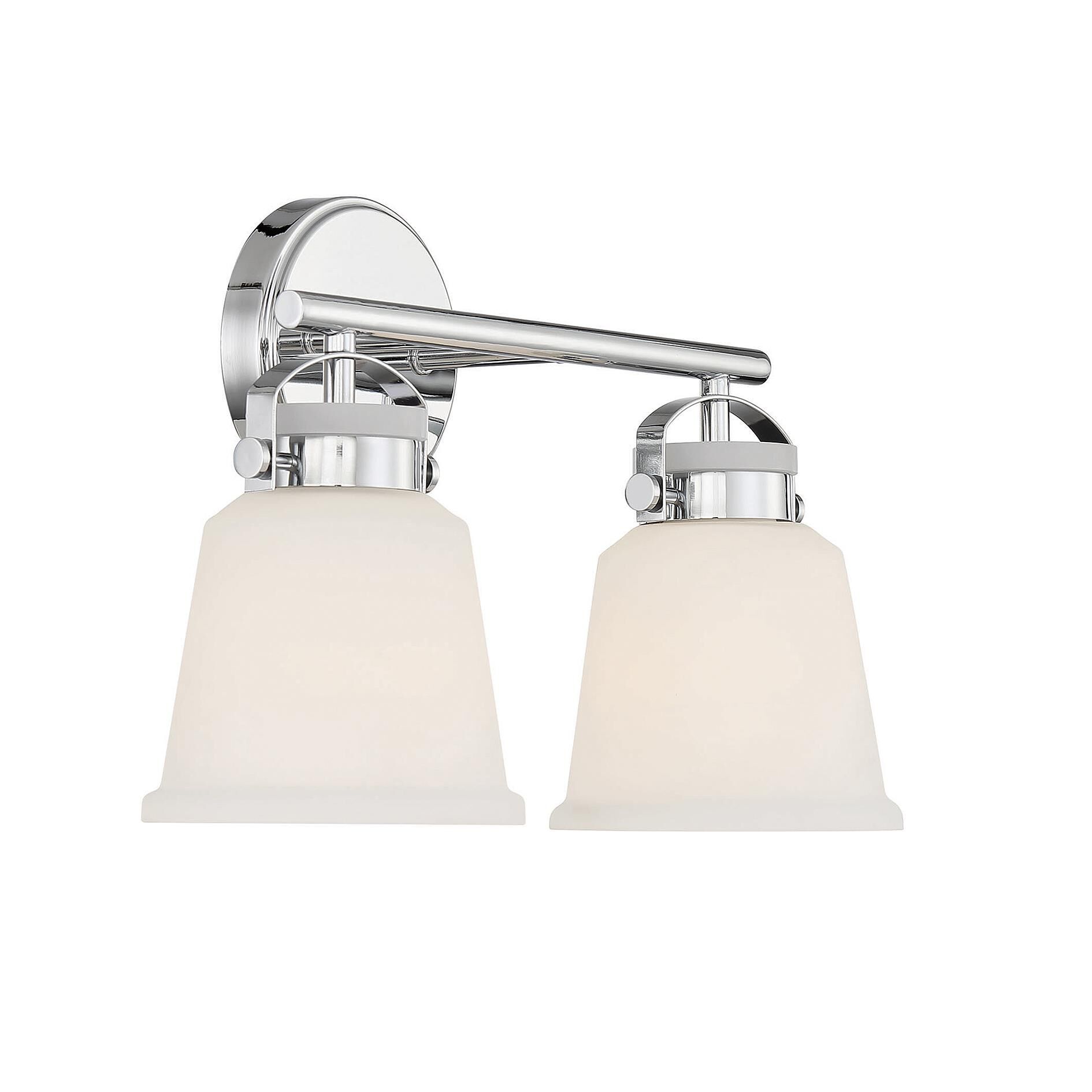 Shown in Polished Chrome finish and White Opal glass and Glass shade